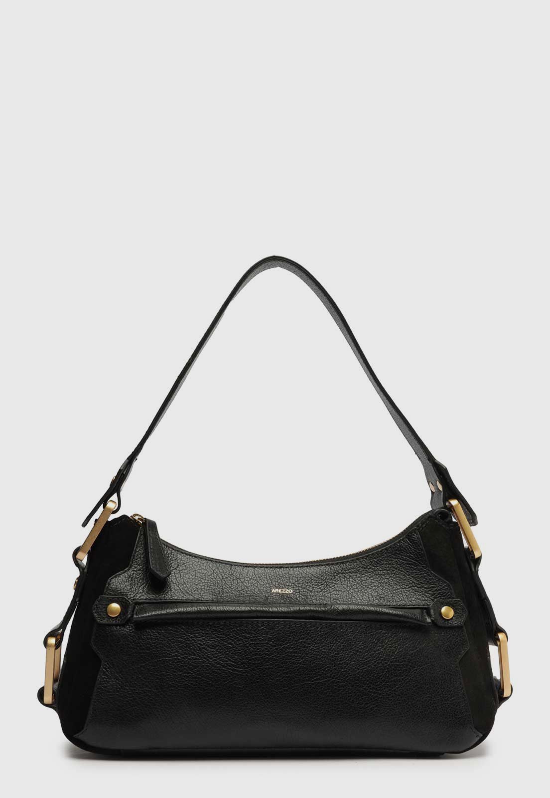 Bolsa Tiracolo Feminina Arezzo Aged Leather Preta