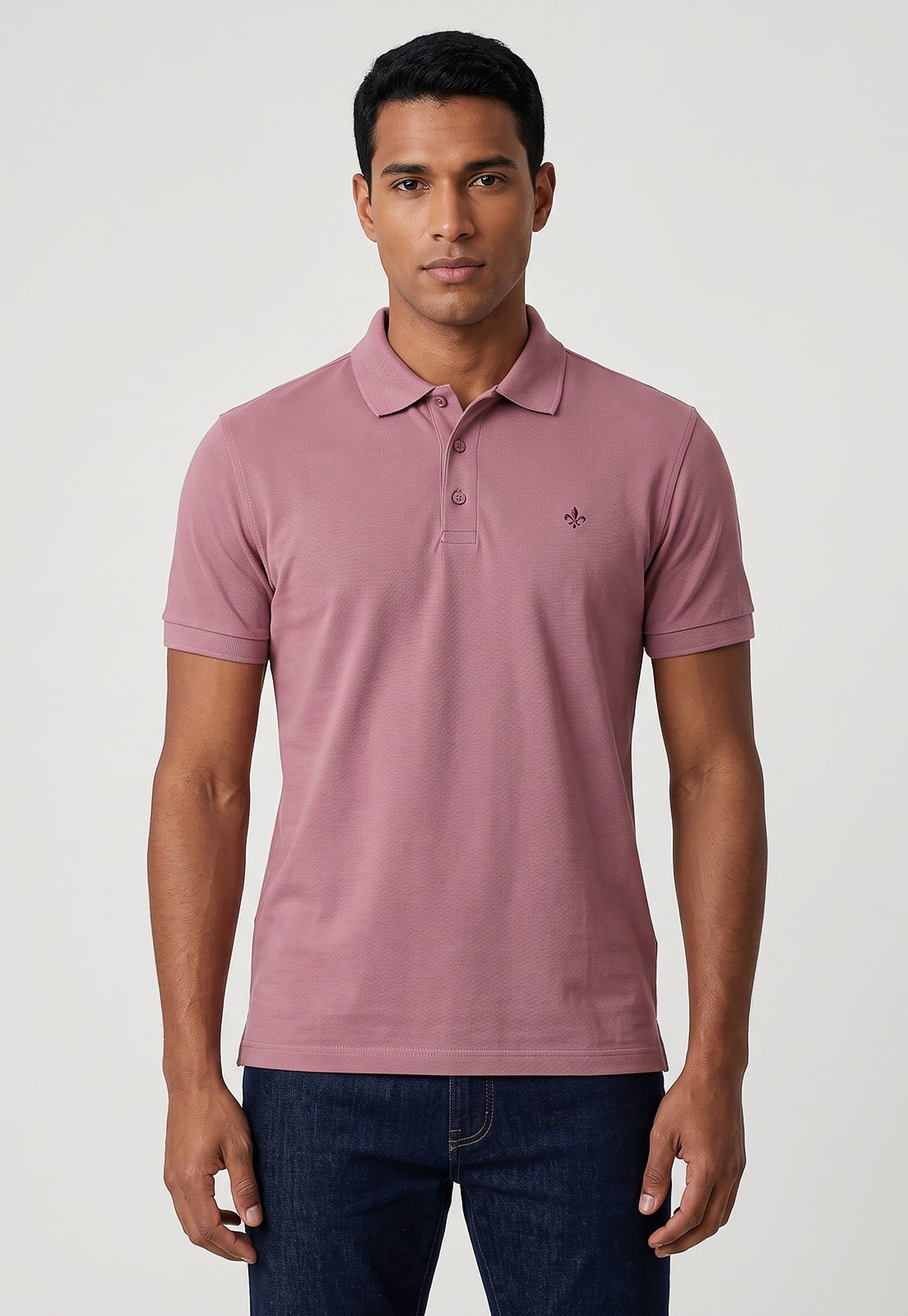 Camiseta Polo Masculina Dudalina Logo Rosa