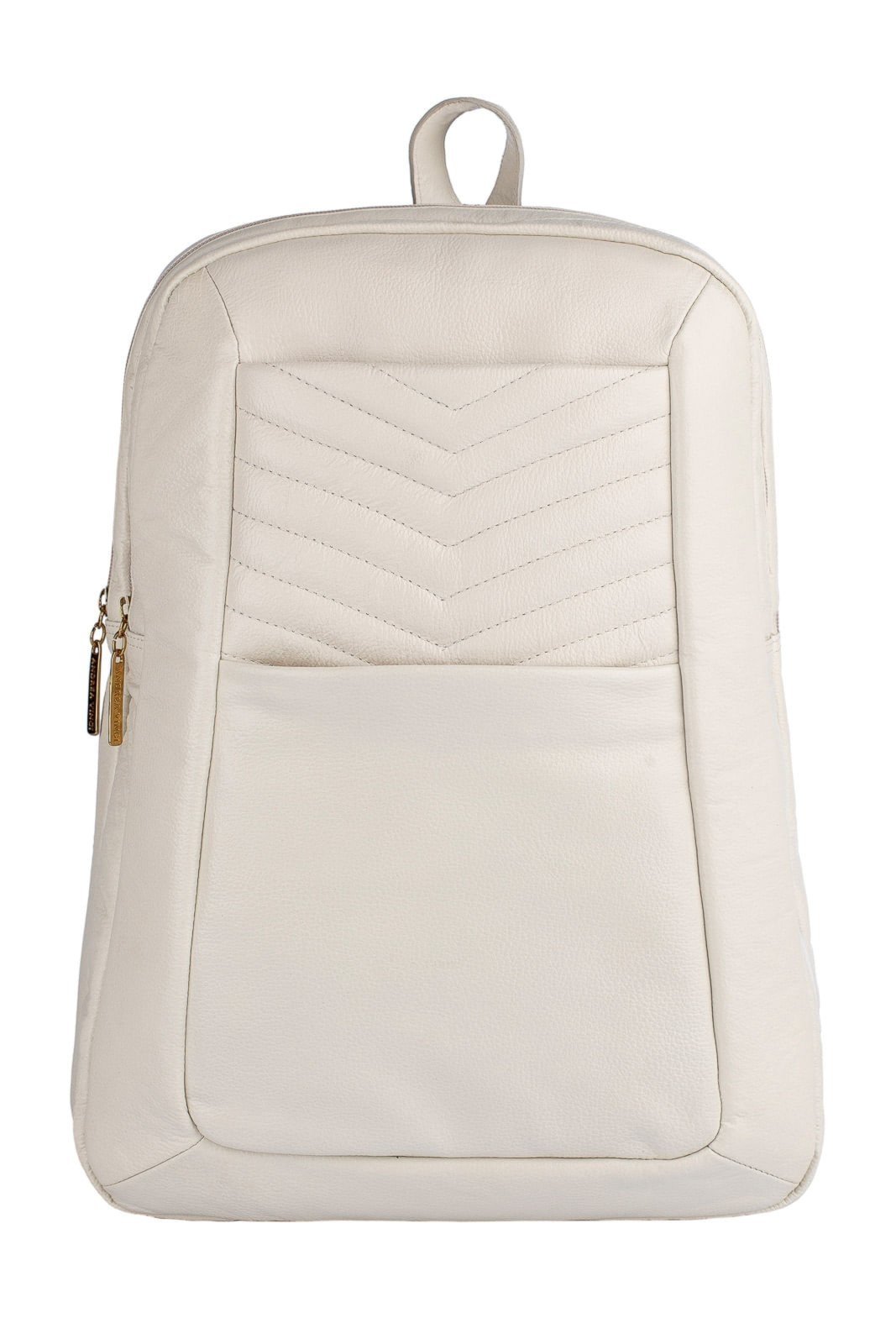 Mochila de couro grande liso slim Patricia – Marfim