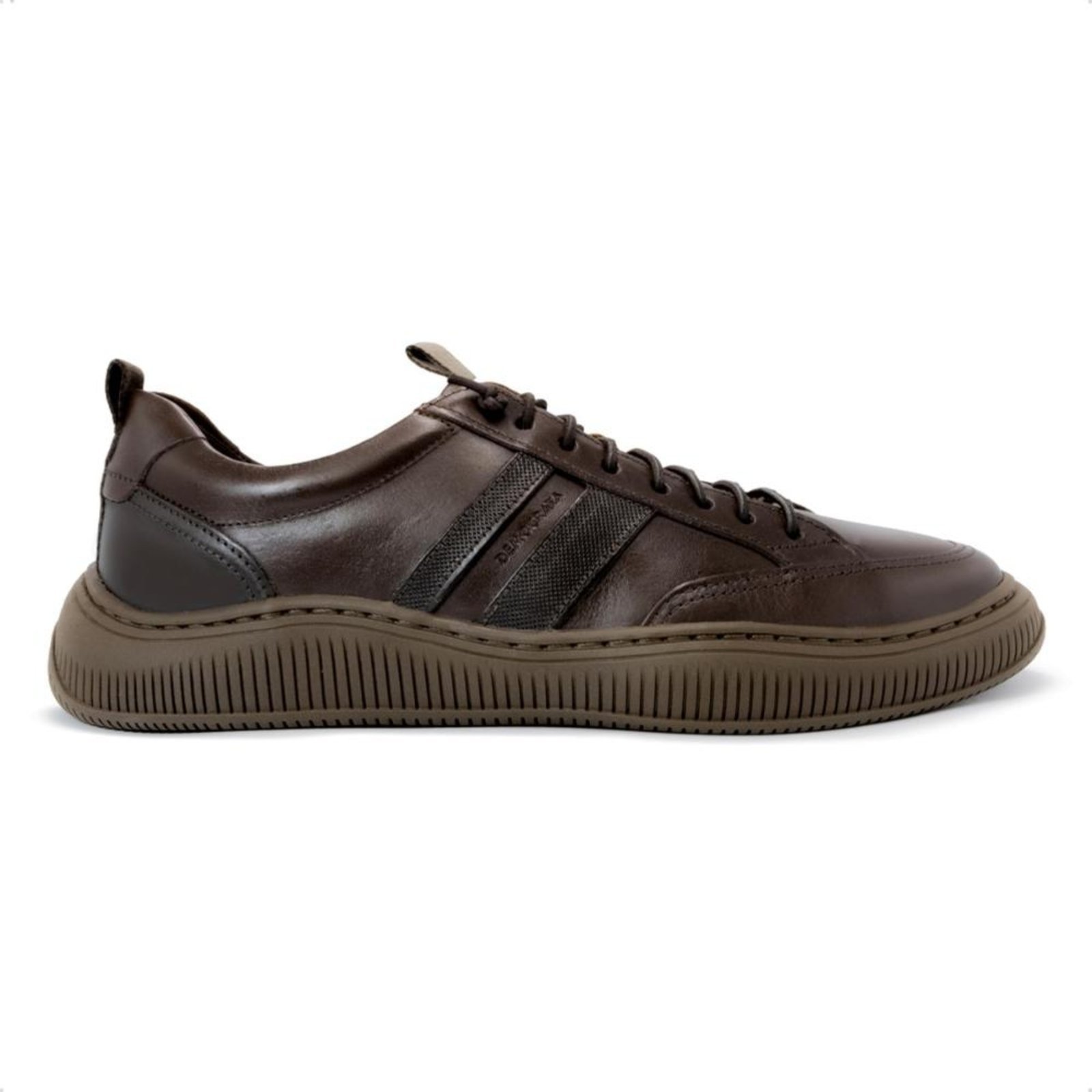 Tênis de Couro Democrata Masculino Denim Vibe 625101 Marrom