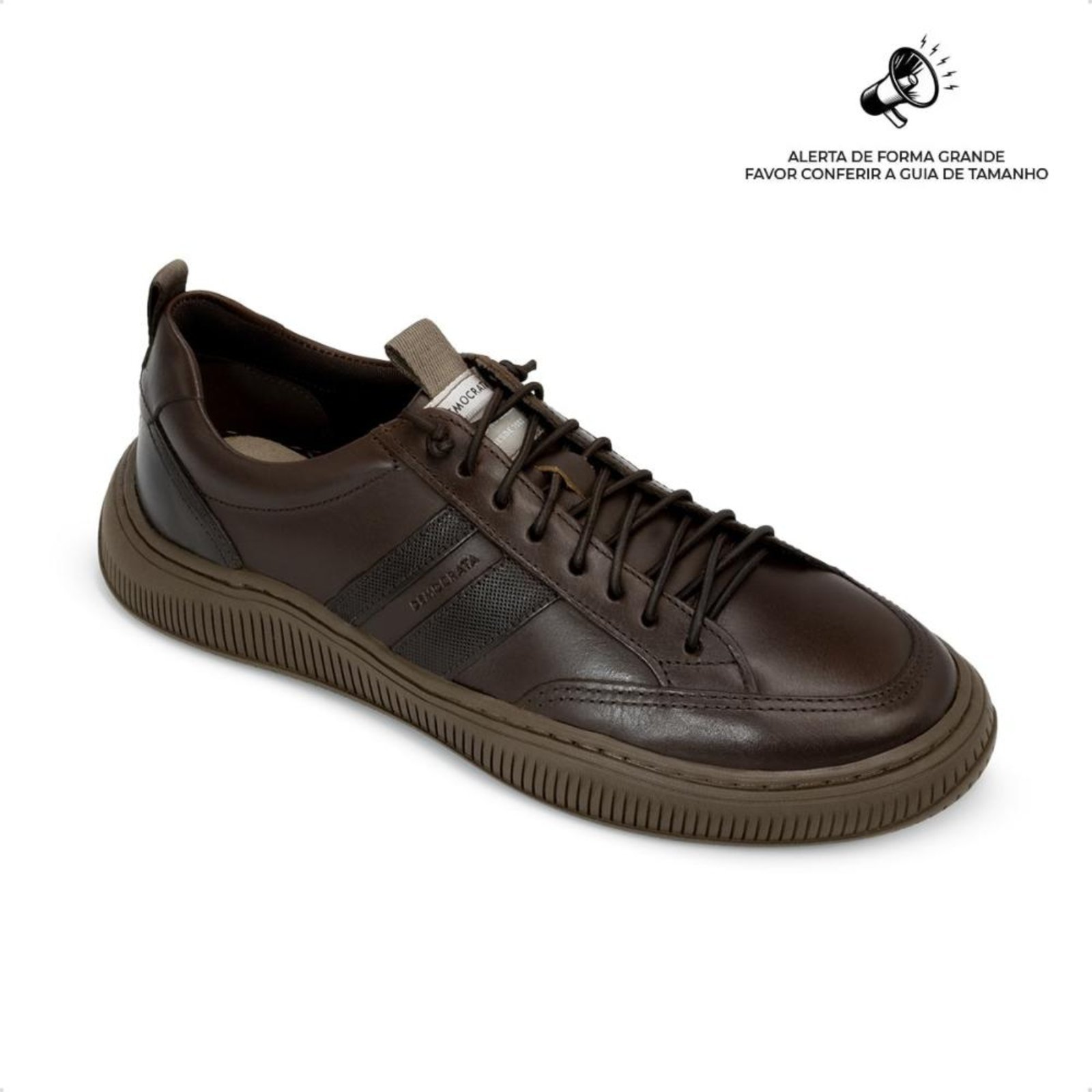 Vista 3 Tênis de Couro Democrata Masculino Denim Vibe 625101 Marrom marrom denim DEMOCRATA marrom denim