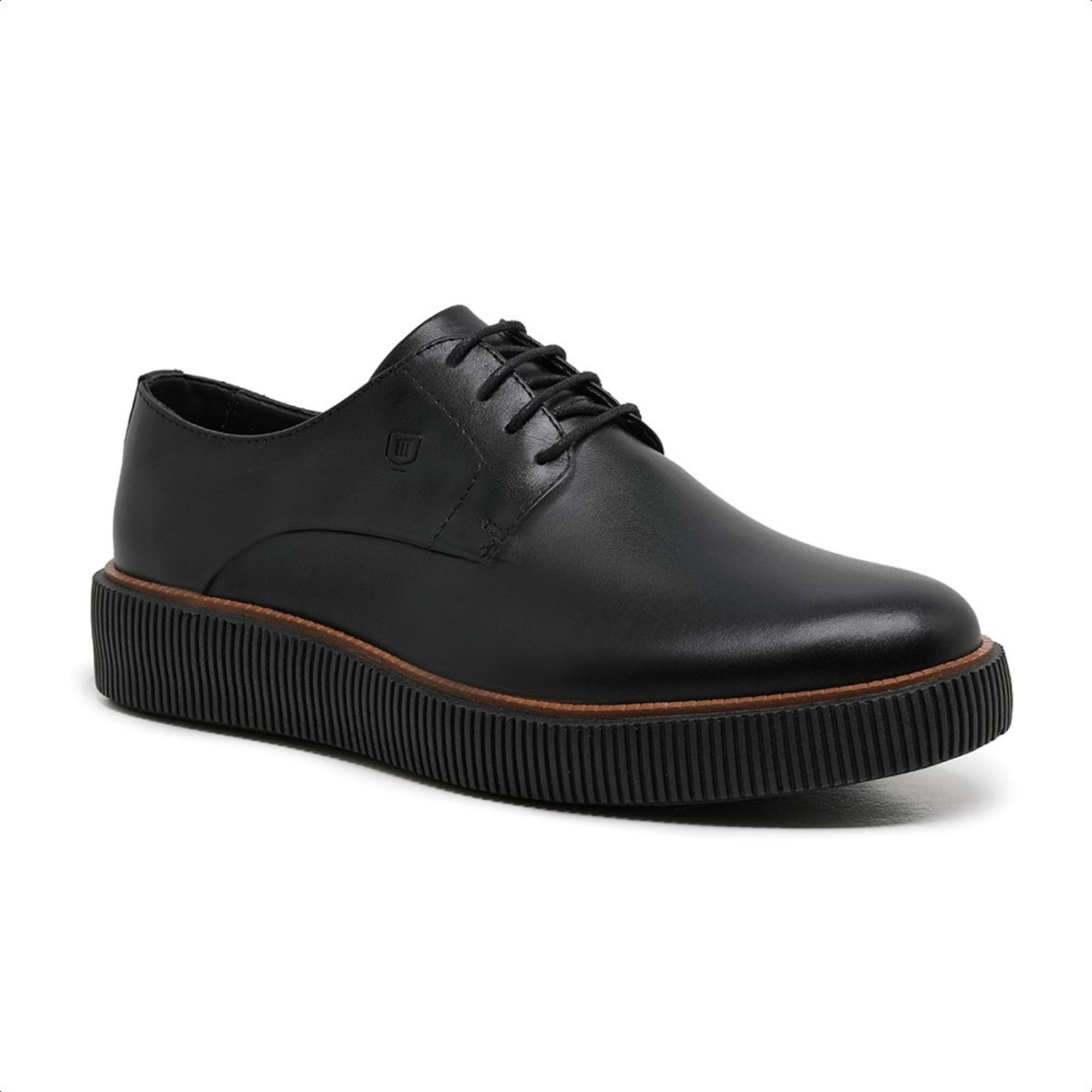 Sapato Malbork Derby Masculino Couro Preto Sola de Borracha 2405_20P