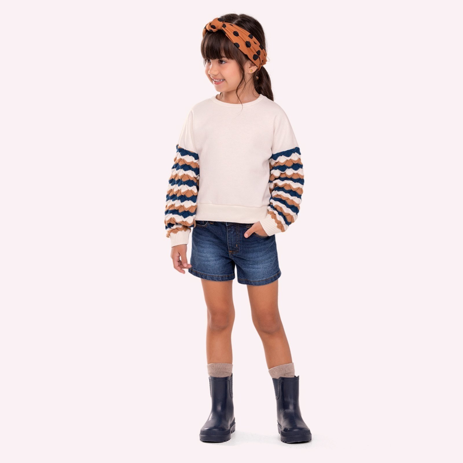 Infantil - Casaco Cropped Menina em Tricô Nanai