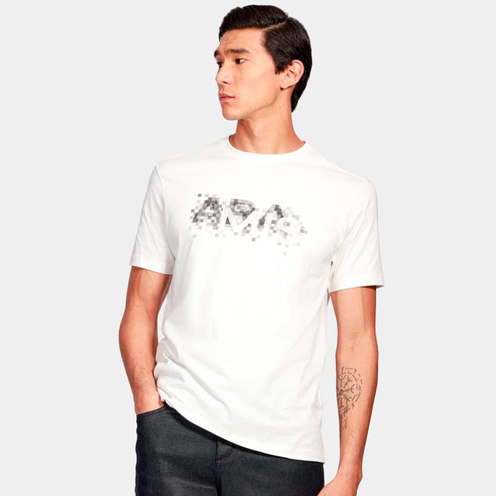 Camiseta Aramis Pixel Fade Ve25 Off White Masculino