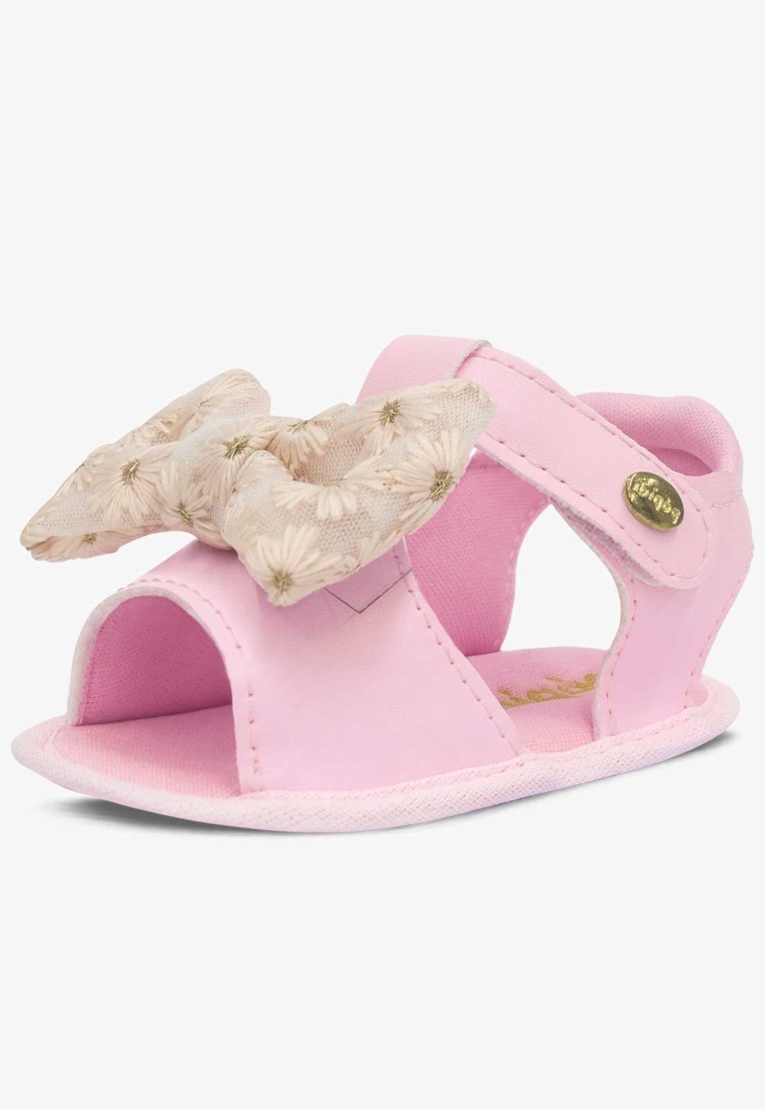 Infantil – Sandália Pópidi Menina Laço Tule Princesa Rosa