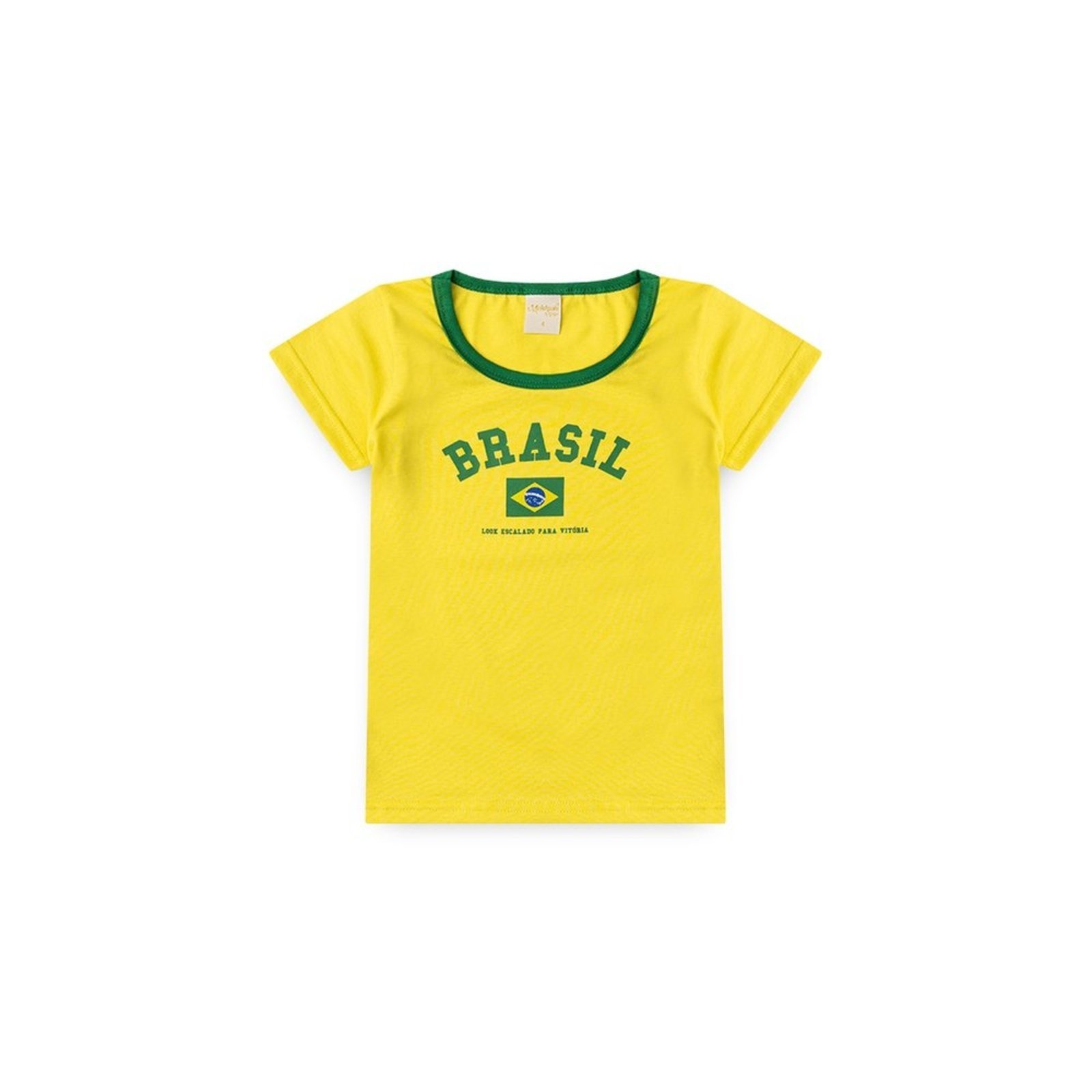 Infantil - Blusa Brasil Menina Amarelo Look Escalado para a Vitória Copa Do Mundo