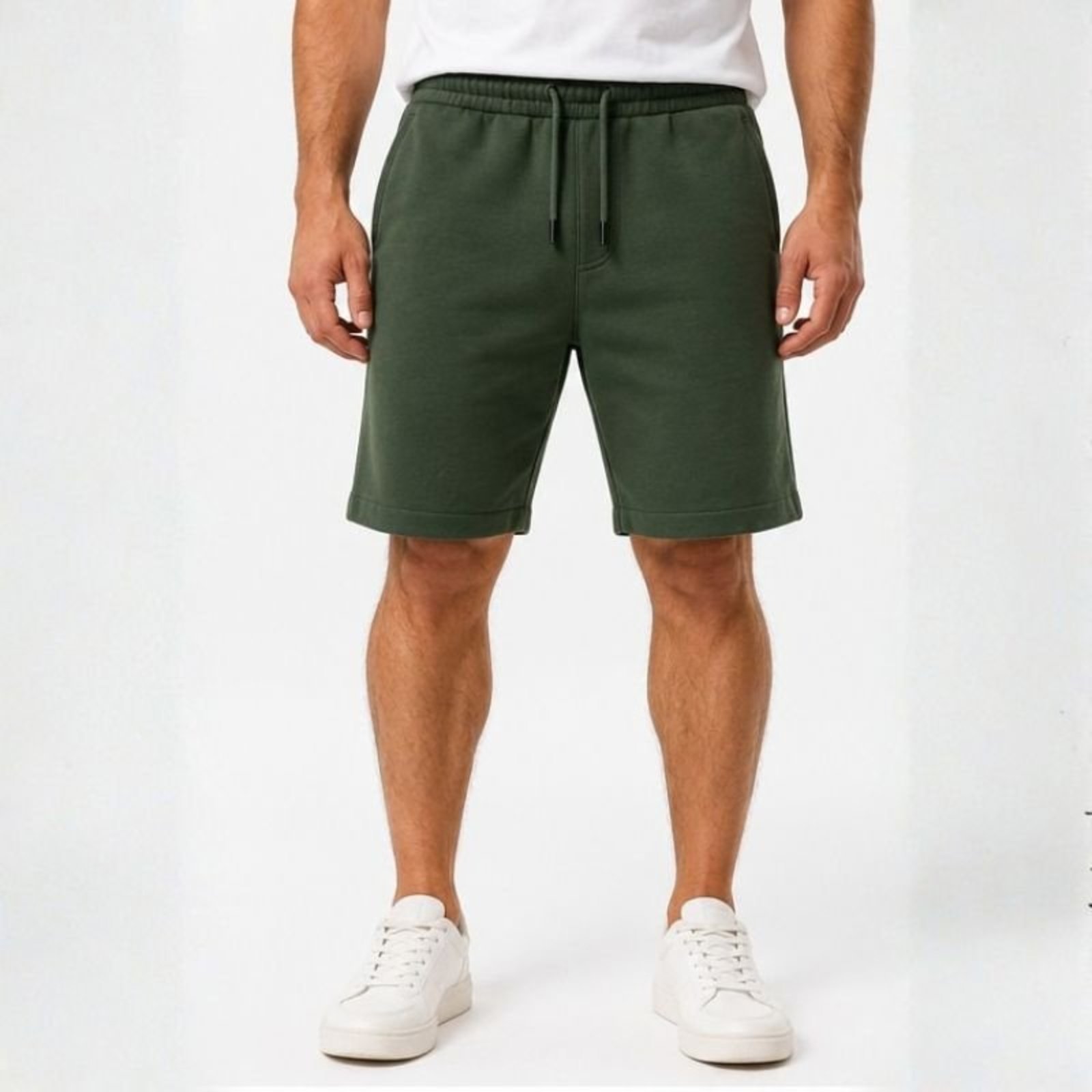 Bermuda Moletom Masculina Slim Fitness Bolsos - Verde