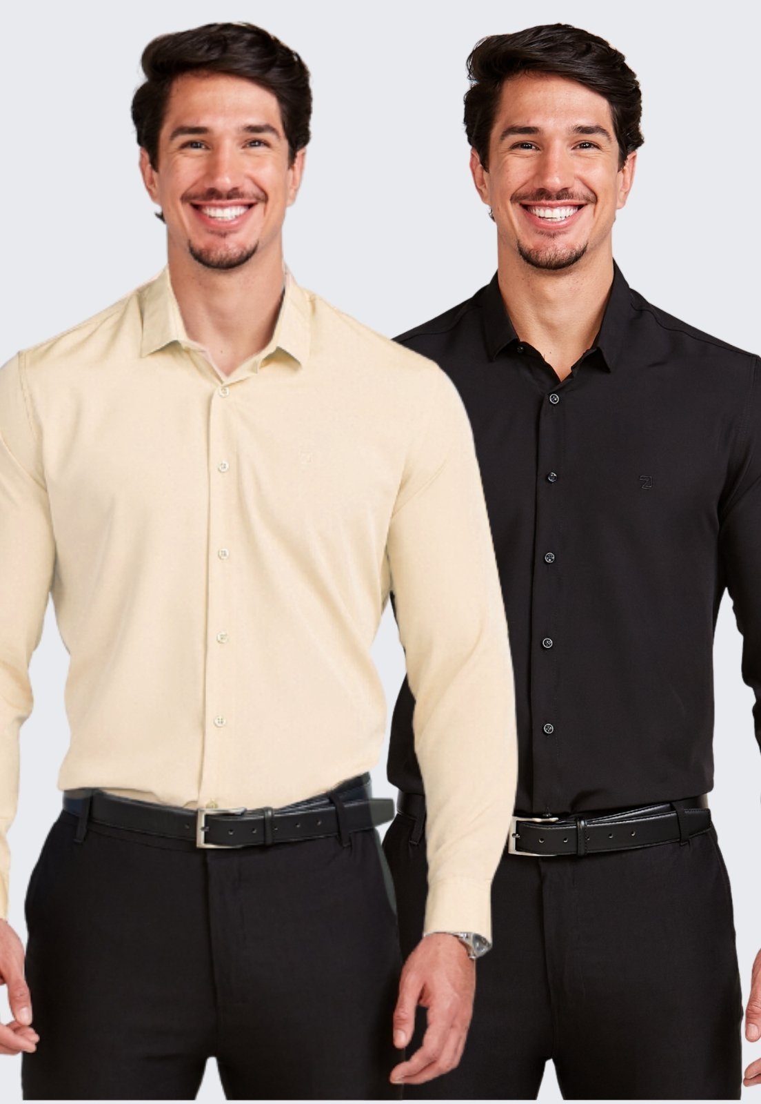 Kit 2 Camisa Social Masculina Manga Longa Daze Modas Bege e Preto