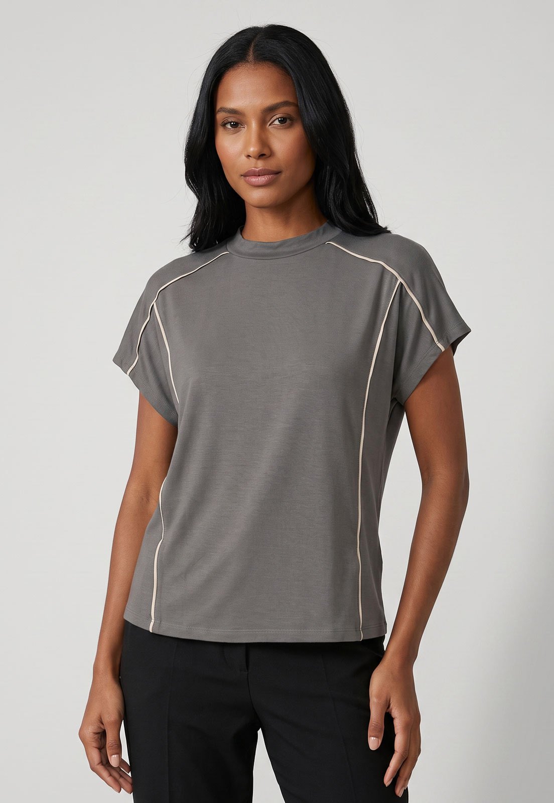 Blusa Feminina Lez a Lez Modelagem Ampla Cinza
