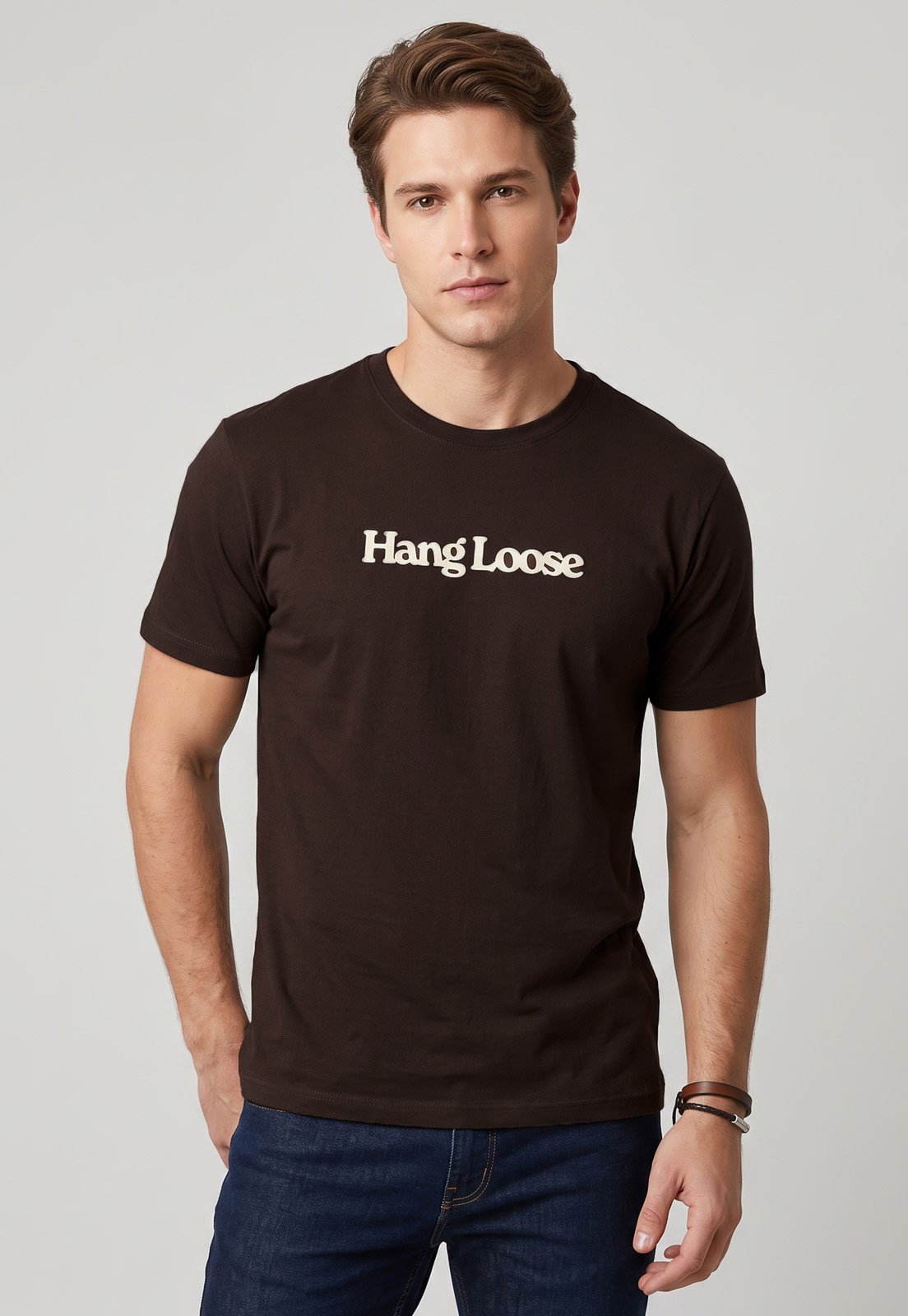 Camiseta Masculina Hang Loose Silk Typo Marrom