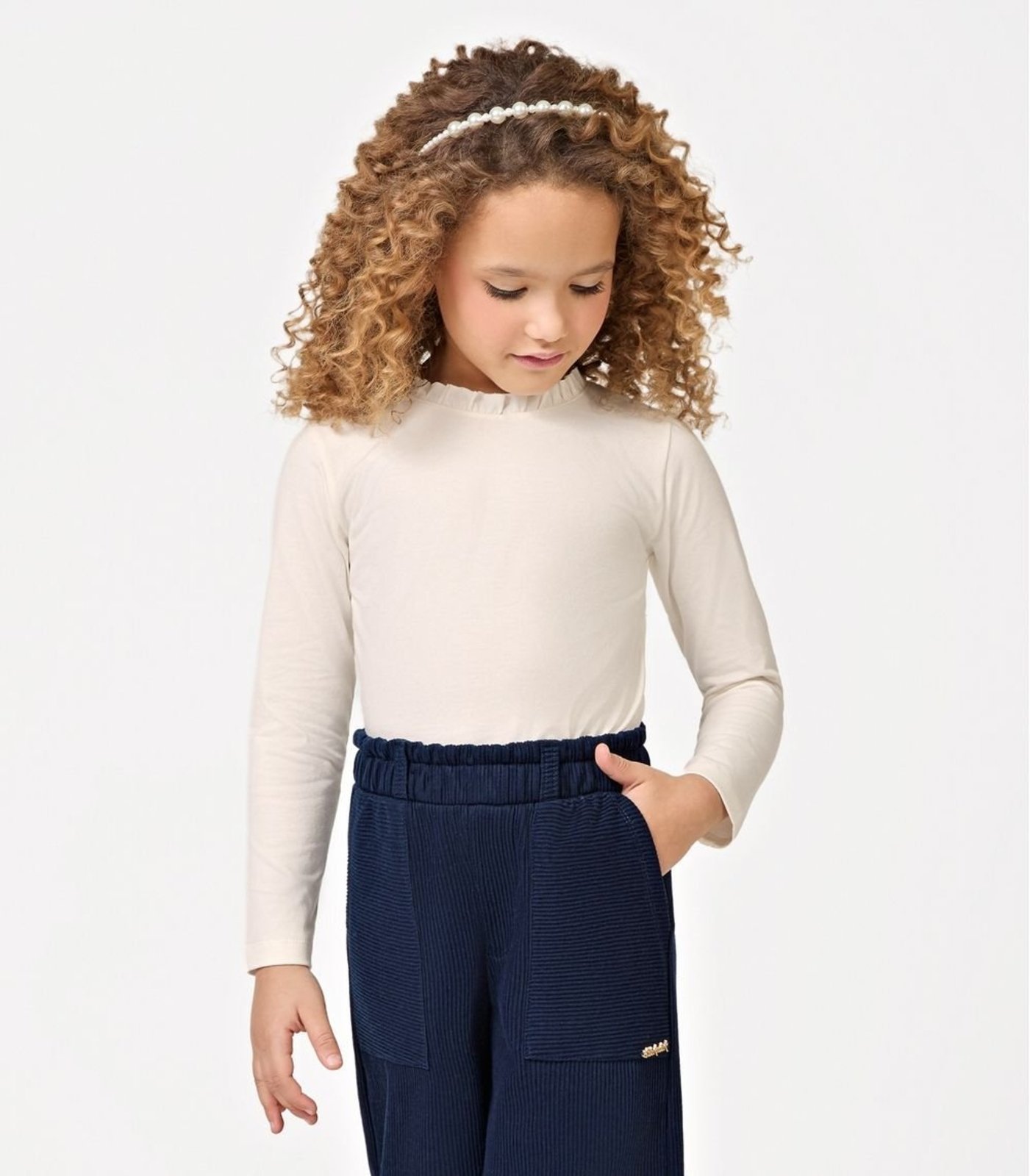 Infantil - Blusa Manga Longa Feminina Trick Nick Bege