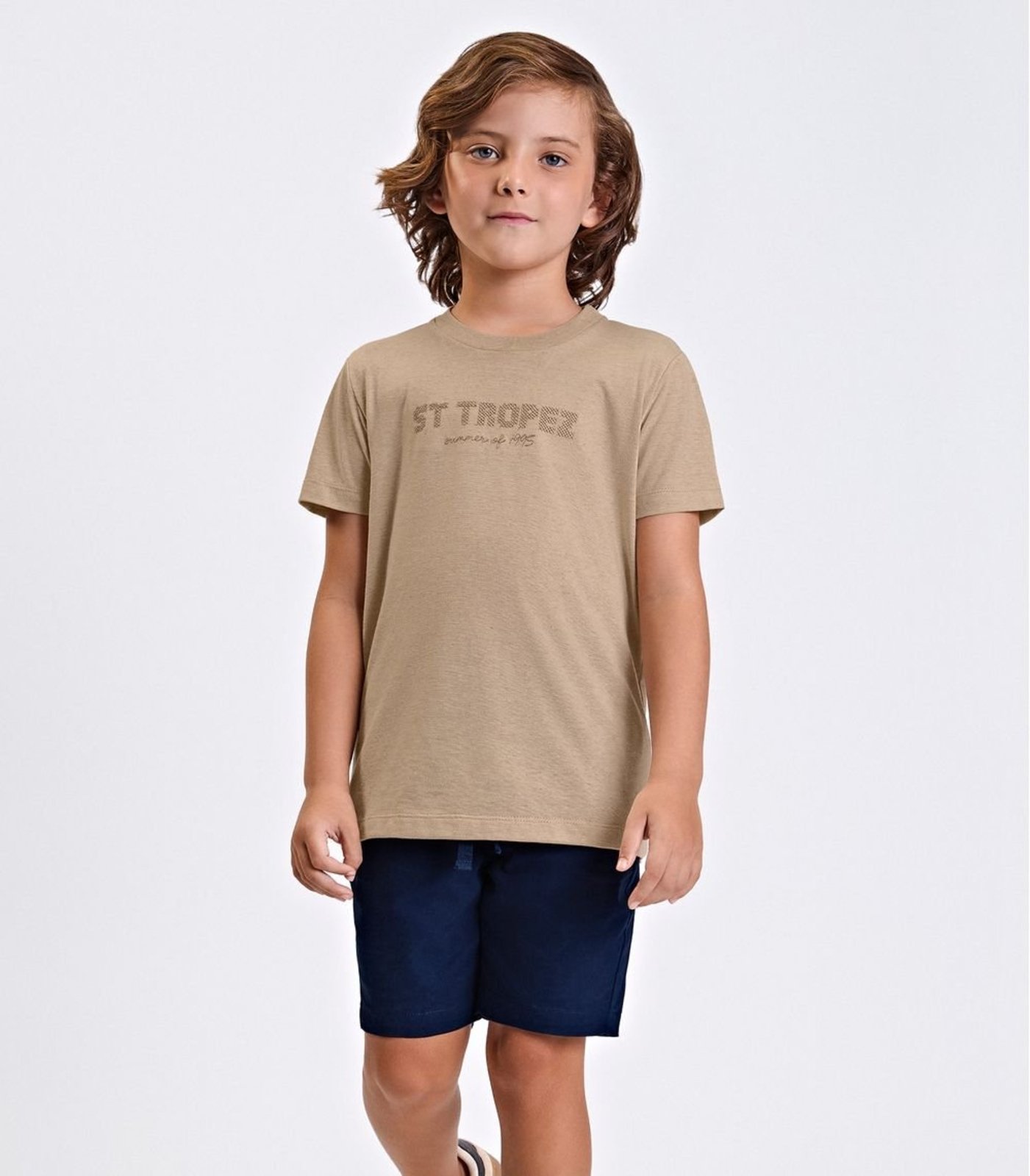 Infantil - Conjunto Verão Menino Meia Malha Trick Nick Bege
