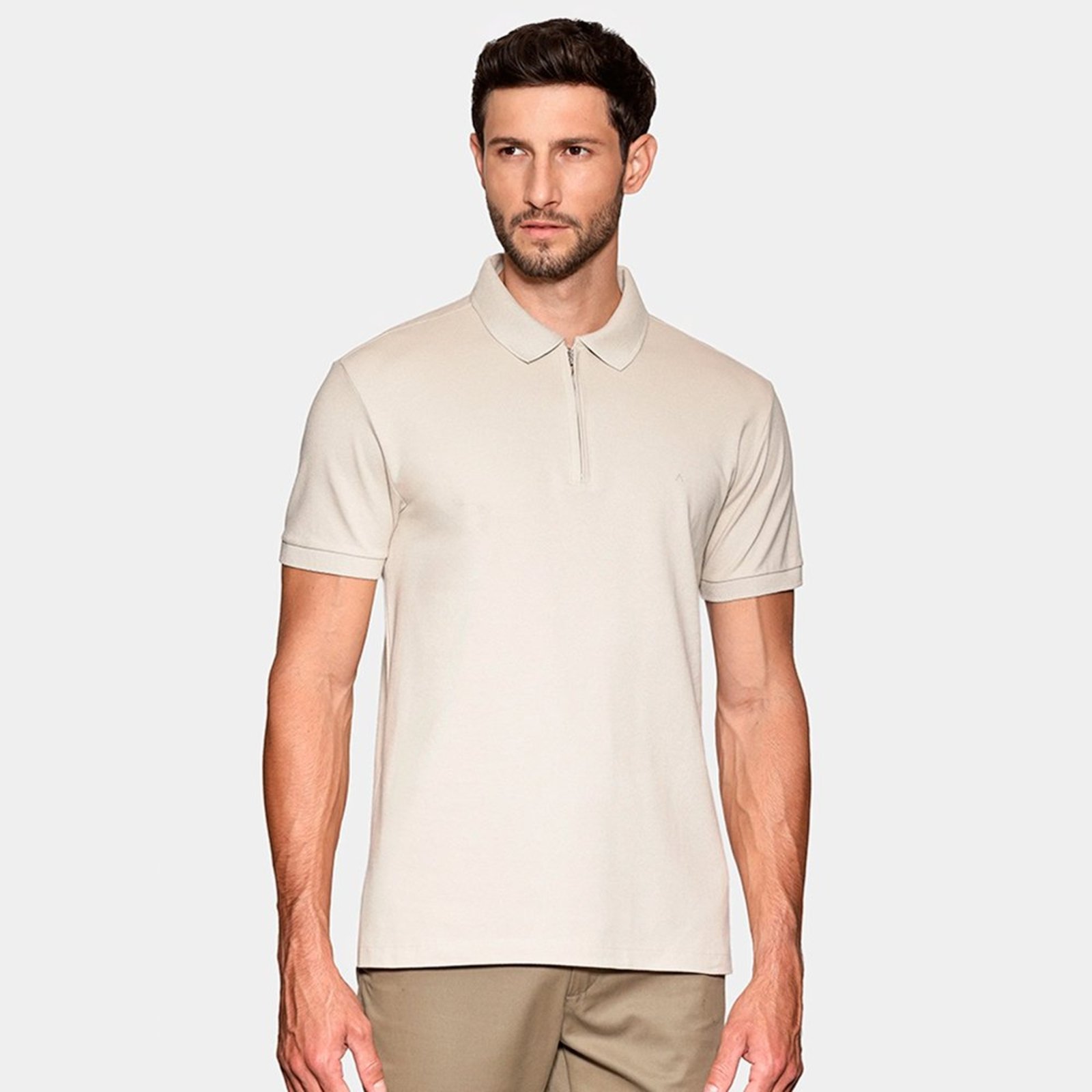 Camisa Polo Aramis Piquet Zip In26 Bege Masculino
