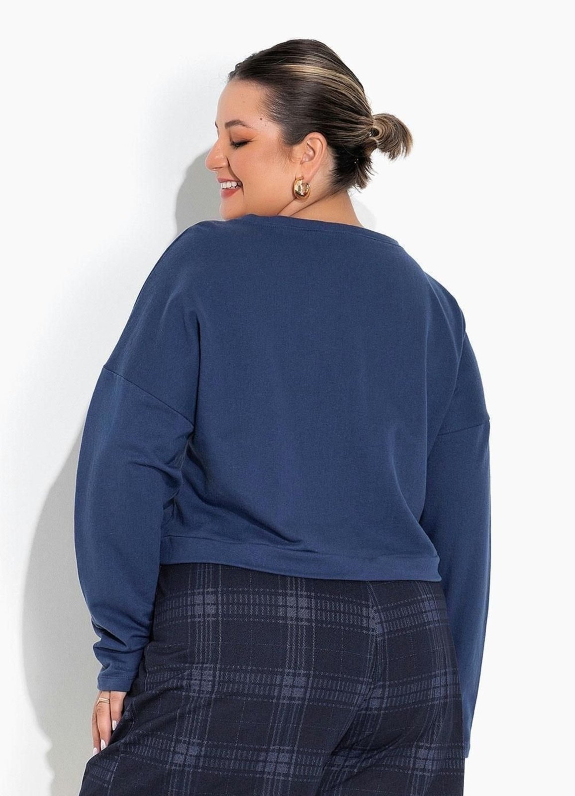 Vista 3 Casaco Plus Size Marinho Marguerite azul Marguerite azul