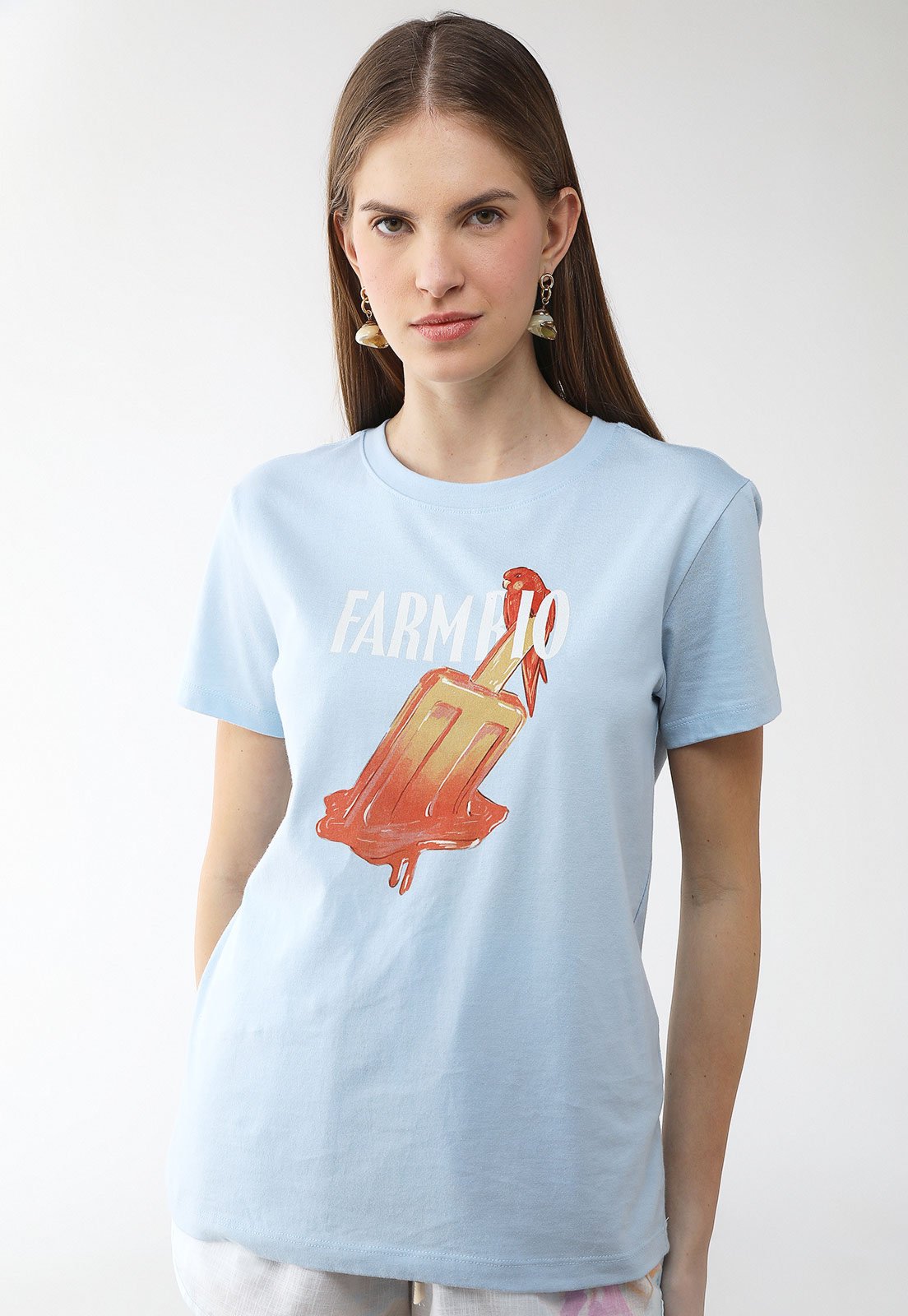 Vista 2 Camiseta Feminina FARM Estampada Claro azul FARM azul
