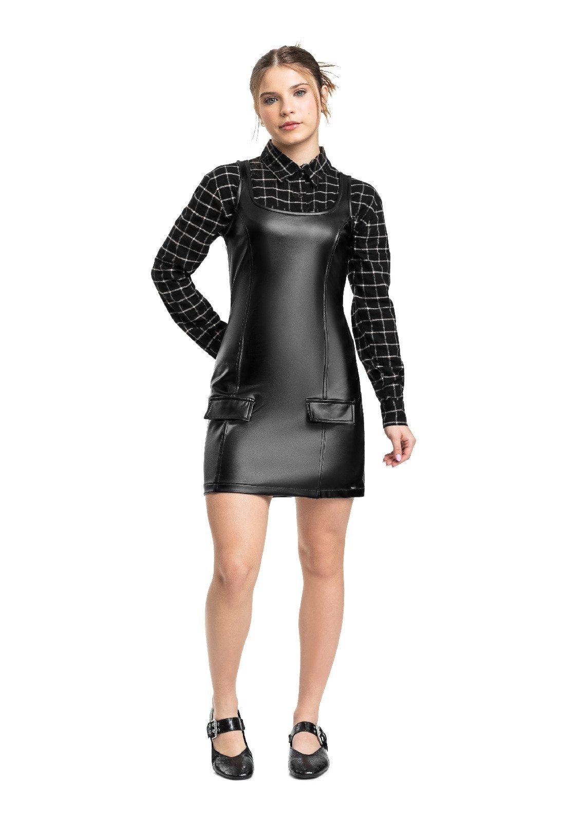 Infantil - Vestido Regata em Malha Cirrê Gloss Preto