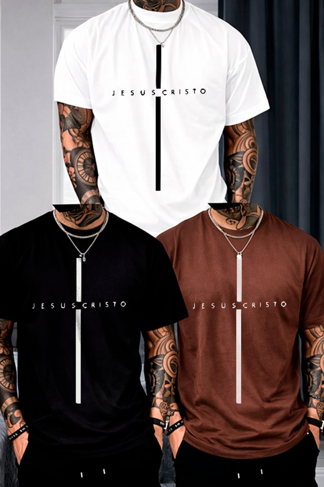Kit 3 Camisetas Oversized Jesus Cristo Minimalista Fé Cristã Fashion