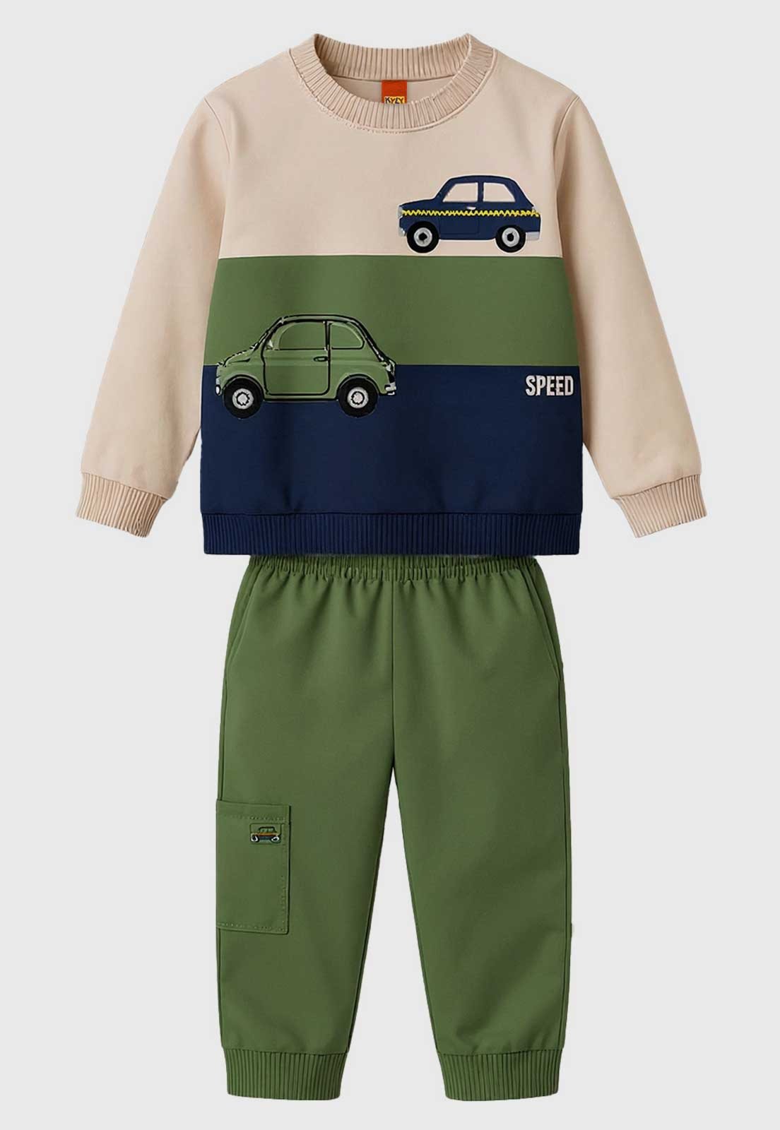 Conjunto Kyly Carros Bege
