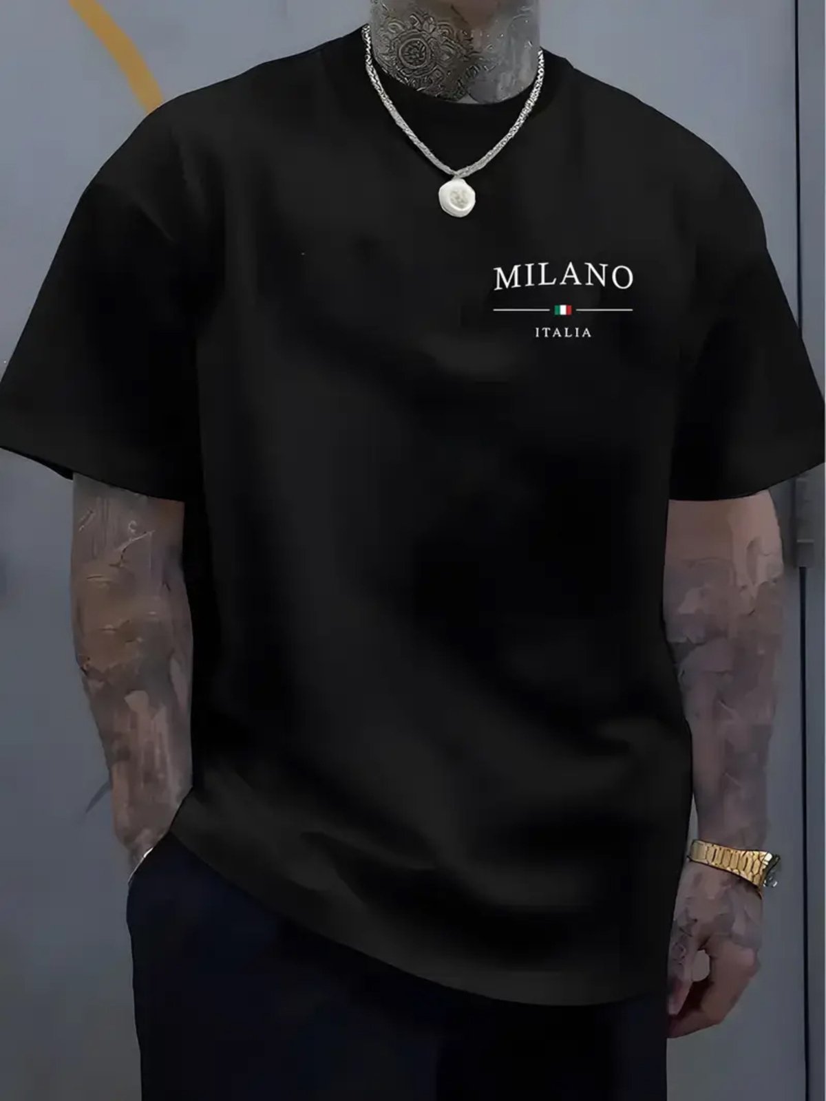 Camiseta Estampada Oversized Milano Safira Moda Algodão Preto