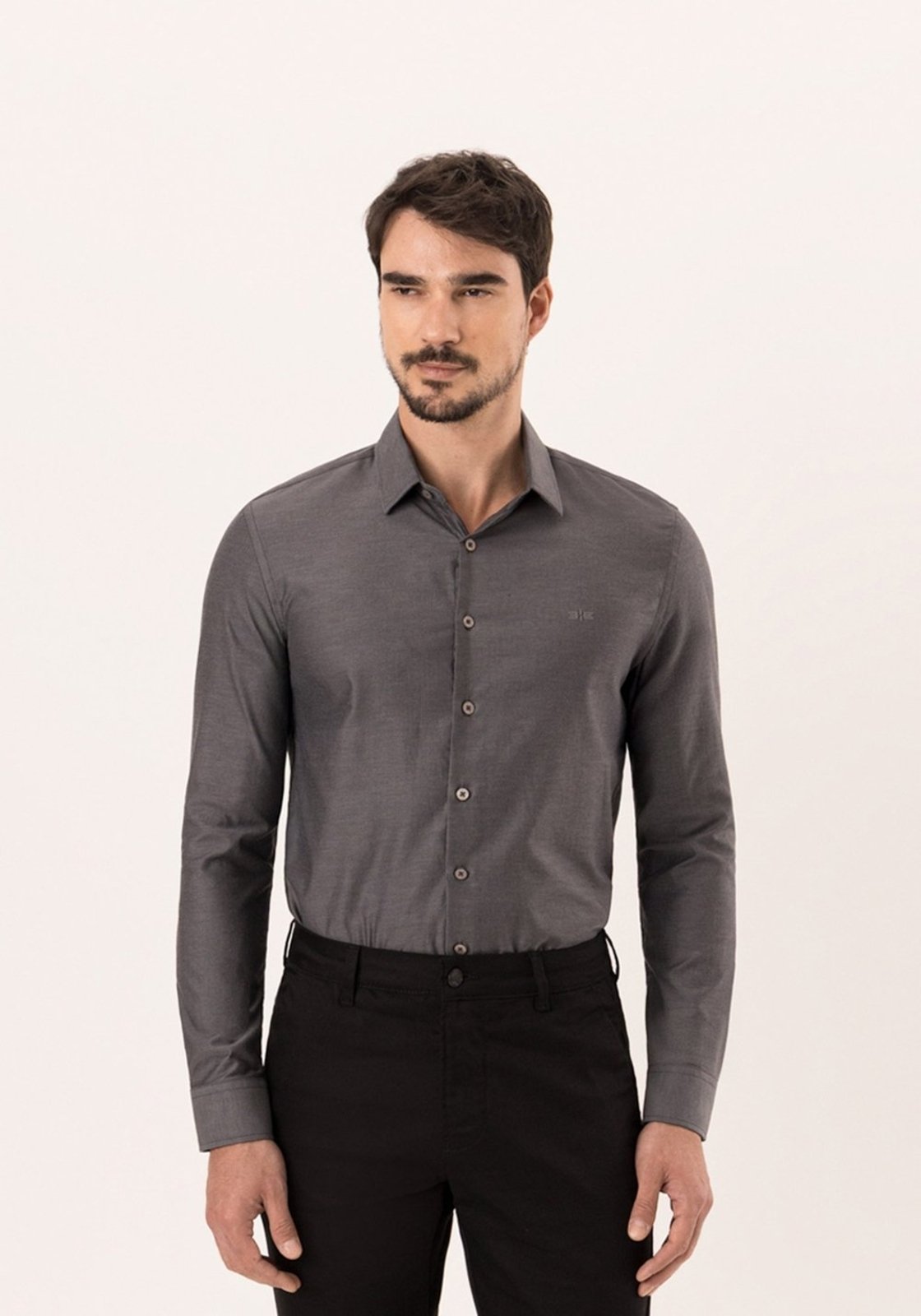 Camisa Slim Fit Em Tecido Com Fios Egípcios