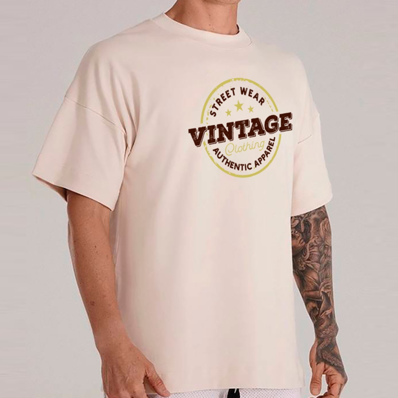 Vista 2 Camiseta Ousy Oversized Vintage Clothing Streetwear Estampa Retrô Moda Urbana Unissex Off White off-white white ousy off-white white