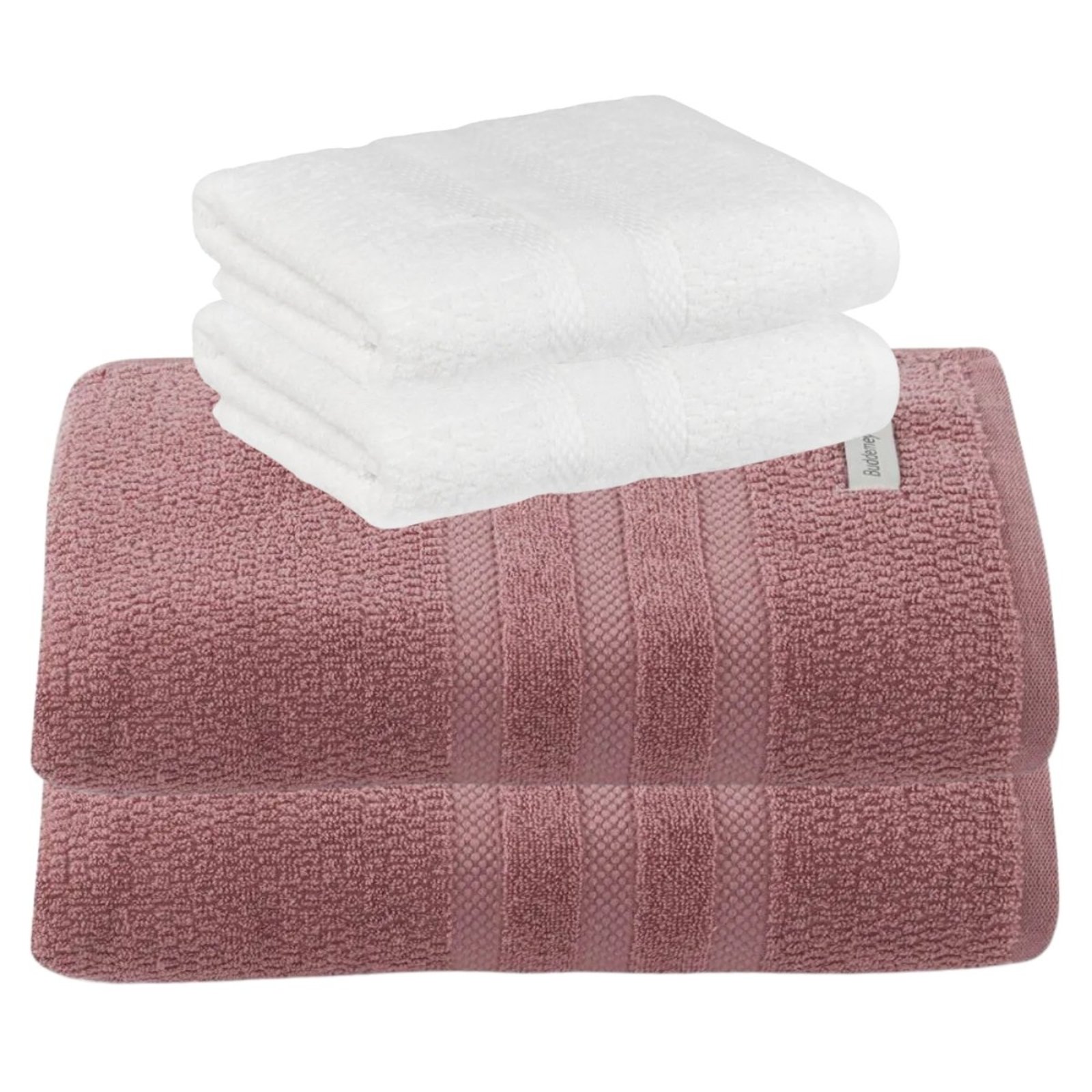 Jogo Toalha Banho 4 Peças Buddemeyer Algodão Macia Alta Absorção Vanilla Rosa Branca