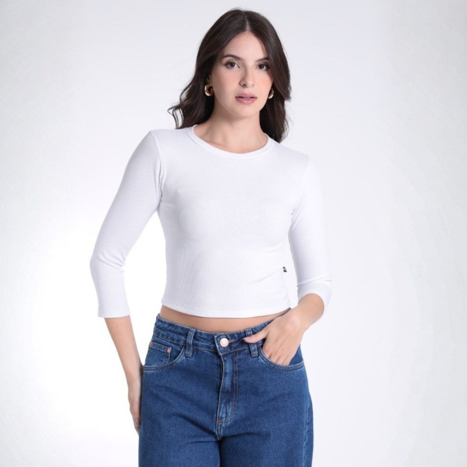 Blusa Canelada Decote Careca Feminino Revanche Assíria