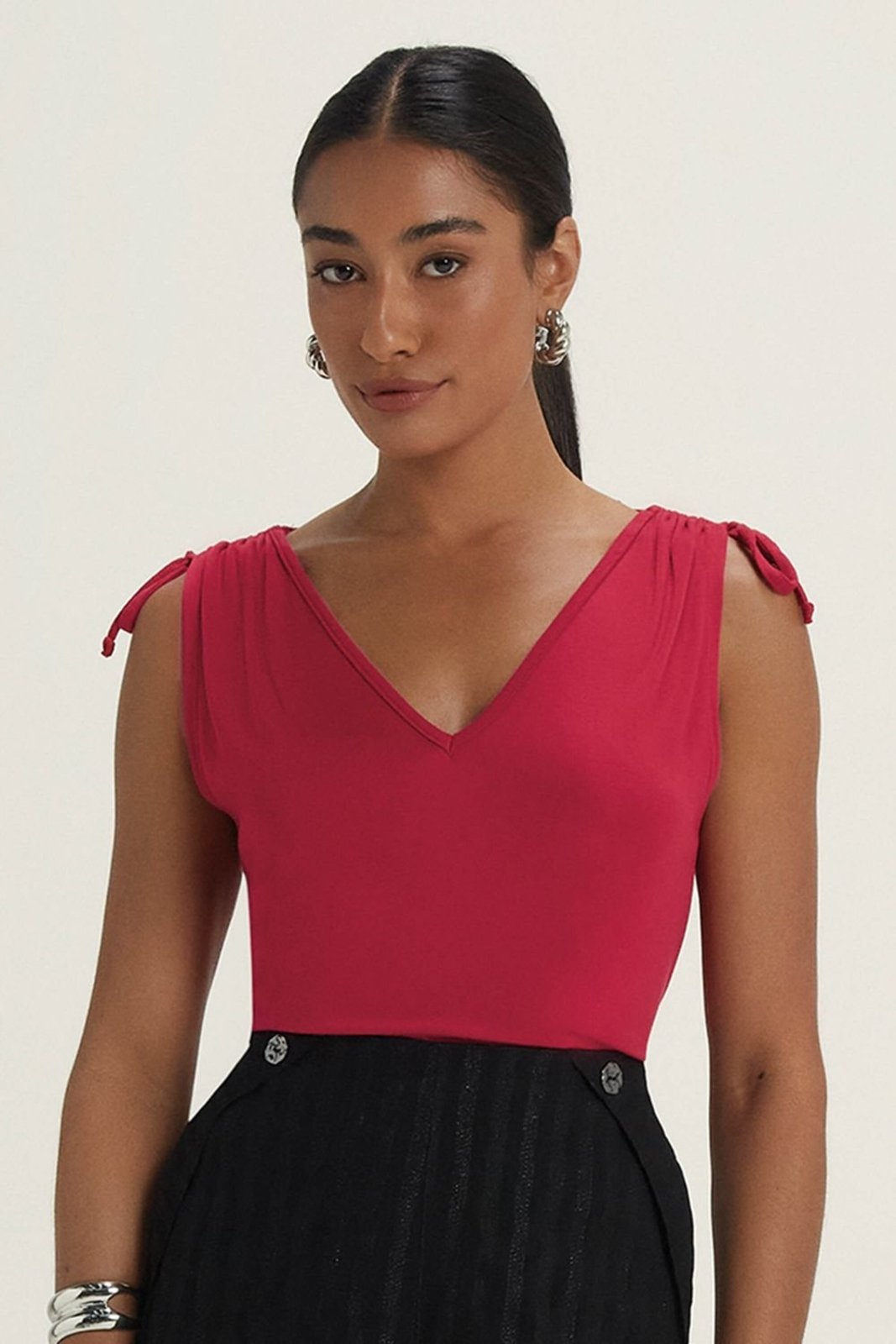 Blusa Feminina Alças Com Amarração Marialícia Vermelho