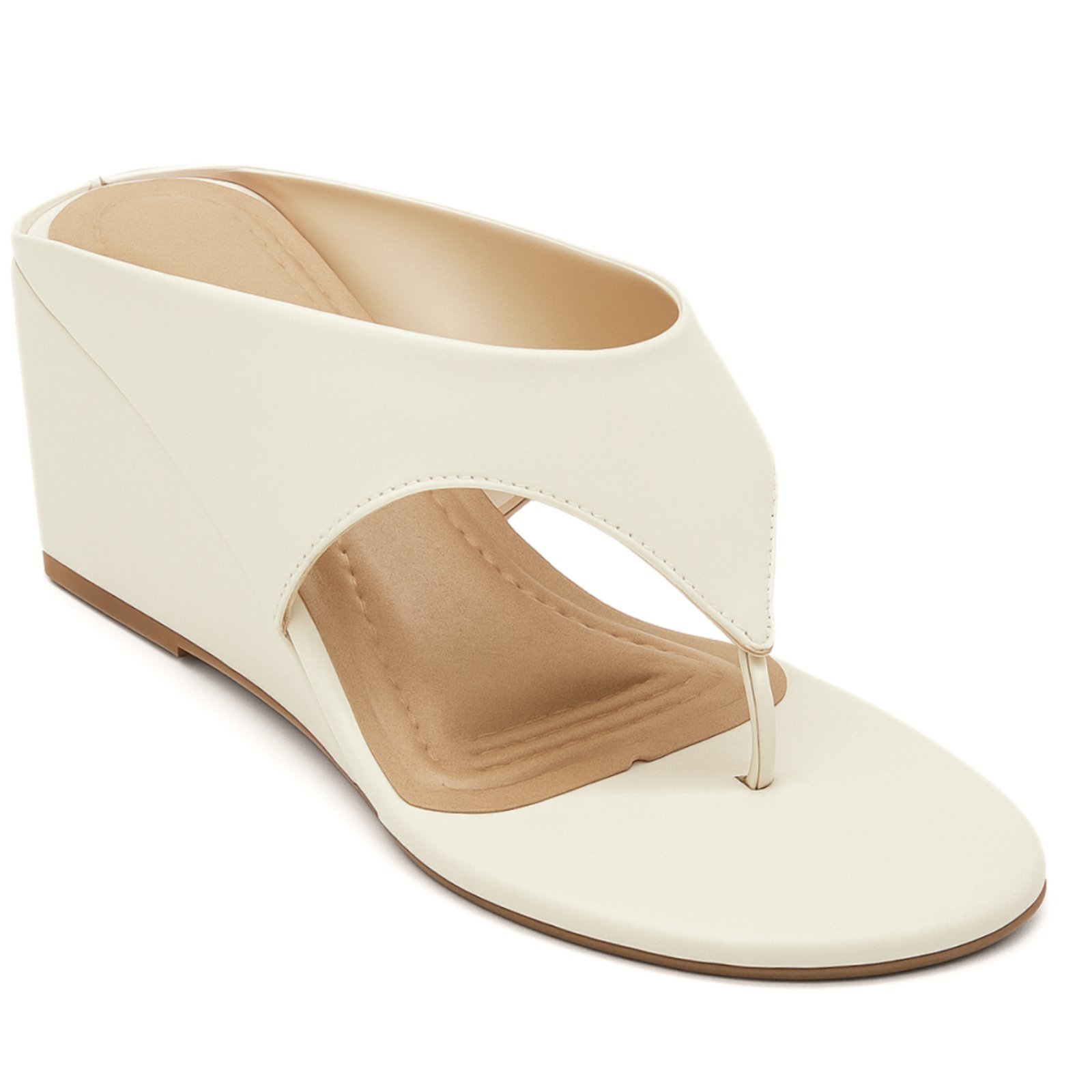 Tamanco de Dedo Feminino Asa Delta Sandália Salto Médio Anabela Off White 350