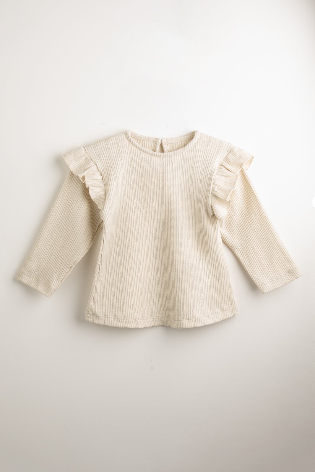 Infantil - Blusa Feminina Manga Longa Babado Textura Marfim Zebra&Friends