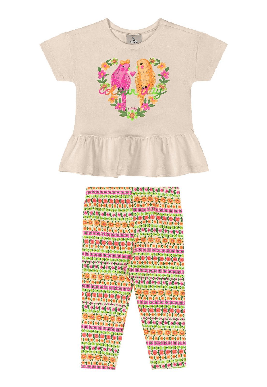 Vista 2 Infantil - Conjunto Blusa e Calça Legging Quimby bege Quimby bege