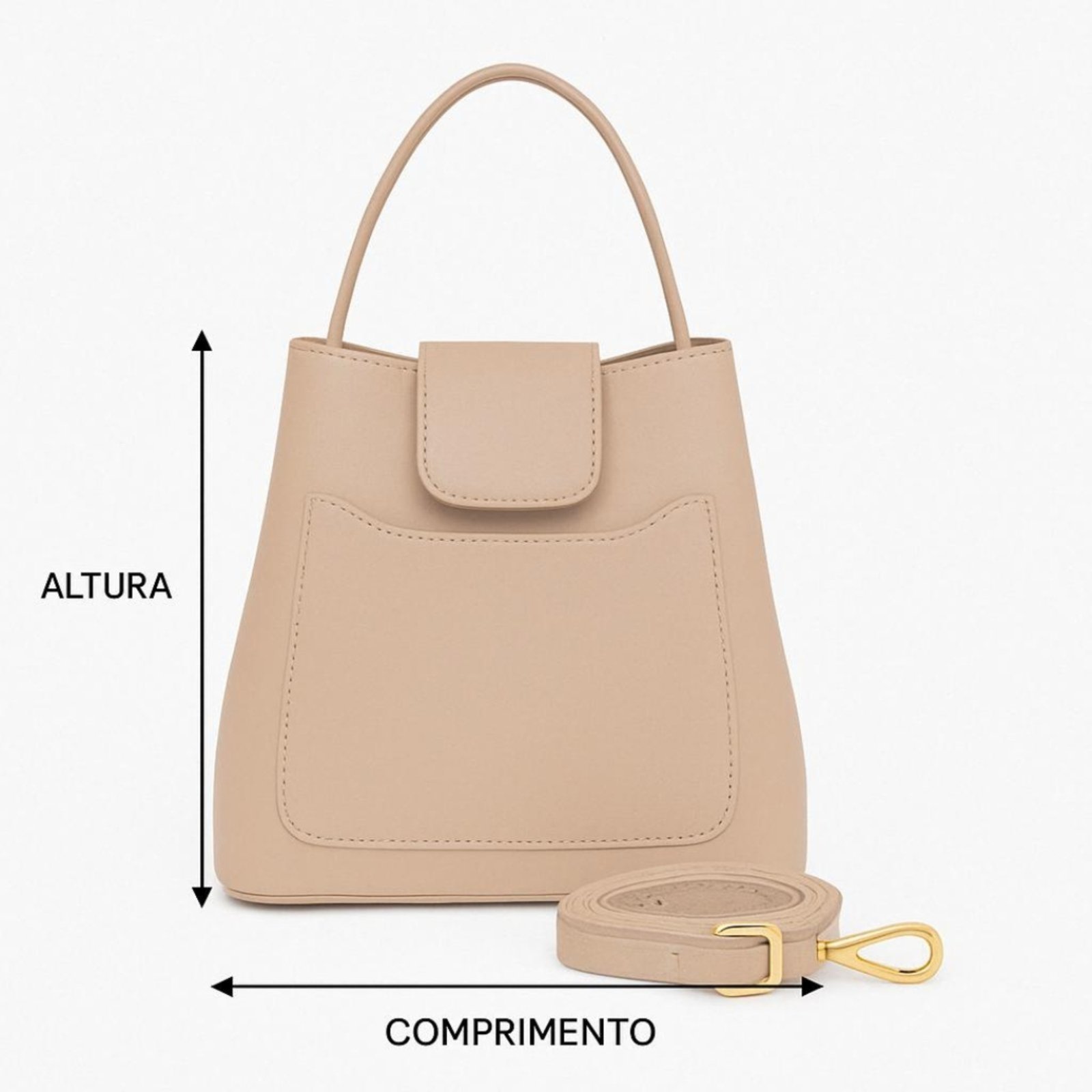 Vista 3 Bolsa Saquinho Com Alça De Mão Willibags + Alça Transversal Removível E Ajustável - Nude bege/nude nude bege/nude nude