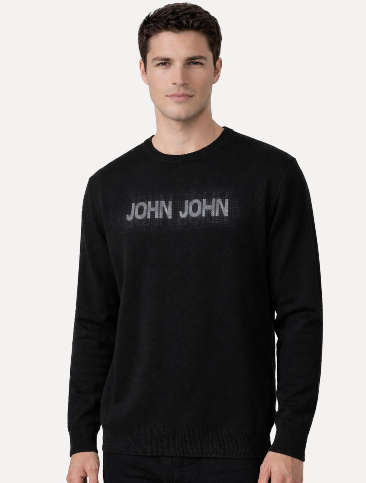 Tricot John John Masculino Shadow Logo Preto