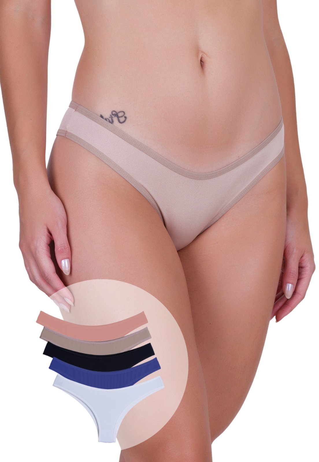 Vista 2 Kit 5 Calcinhas Femininas Biquíni Microfibra Básica Concept Lingerie multicolorido Concept Lingerie multicolorido