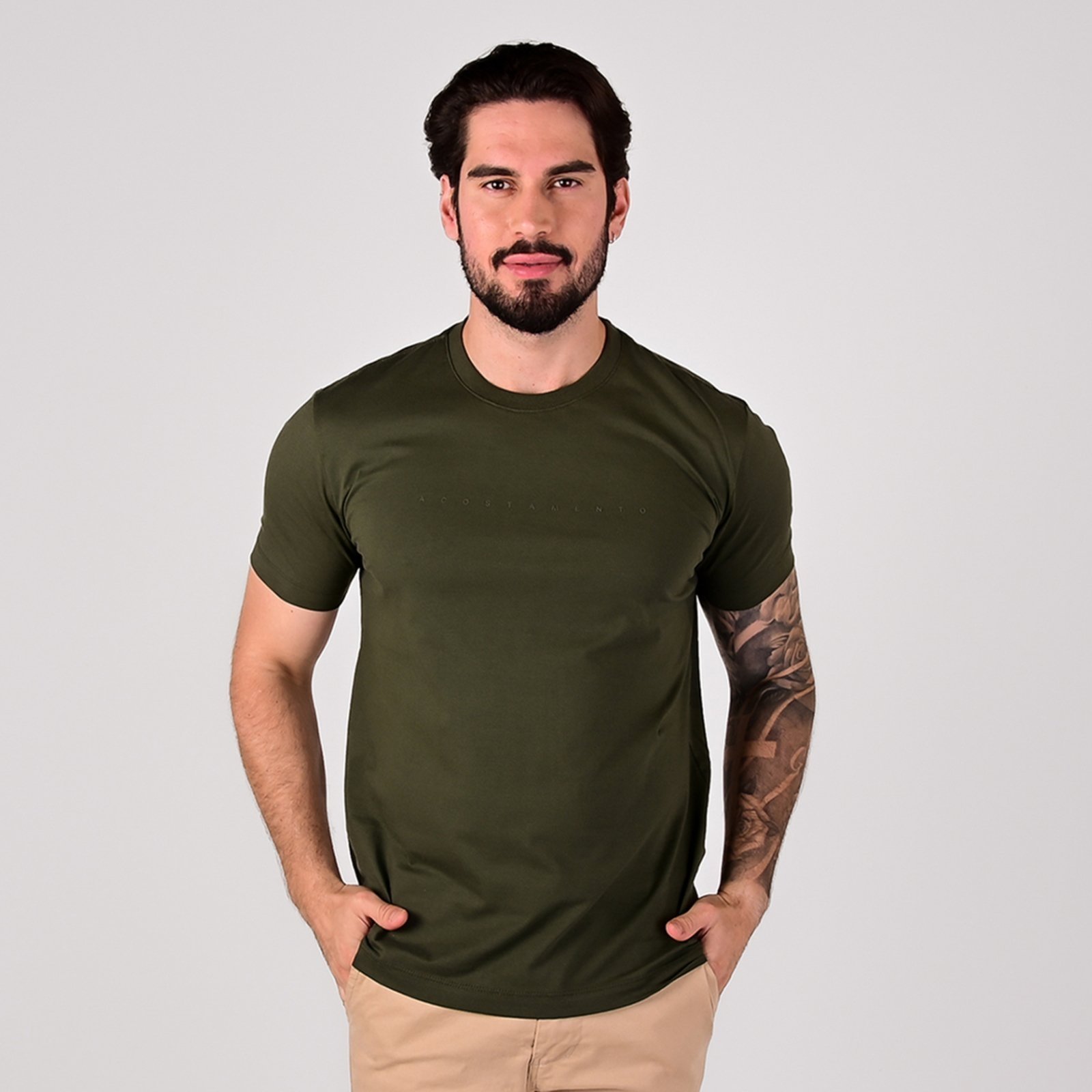 Camiseta Acostamento Minimalist Verde Militar