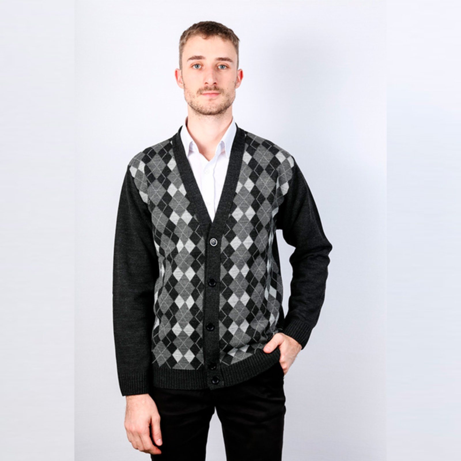 Colete Masculino Aberto de Jacquard
