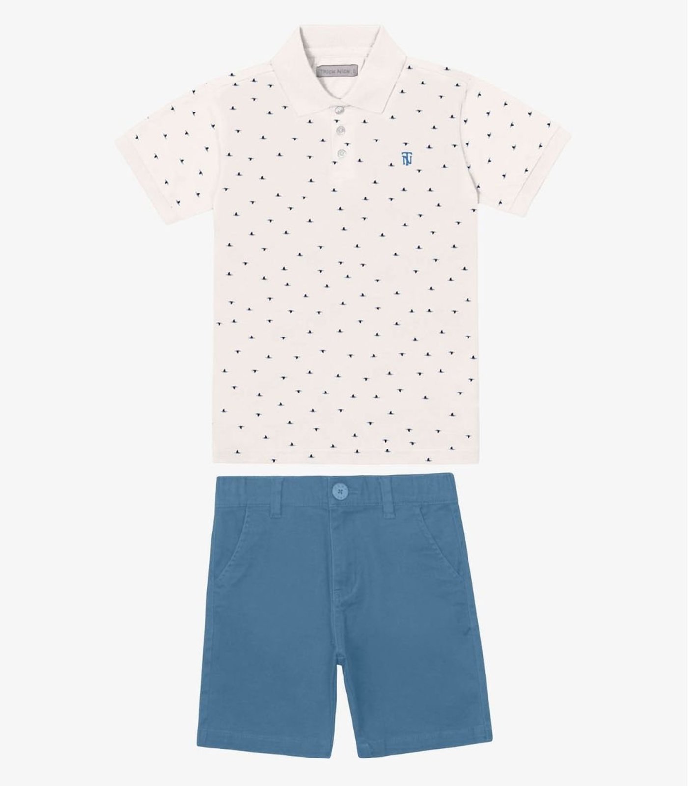 Infantil - Conjunto Polo Com Bermuda Trick Nick Bege