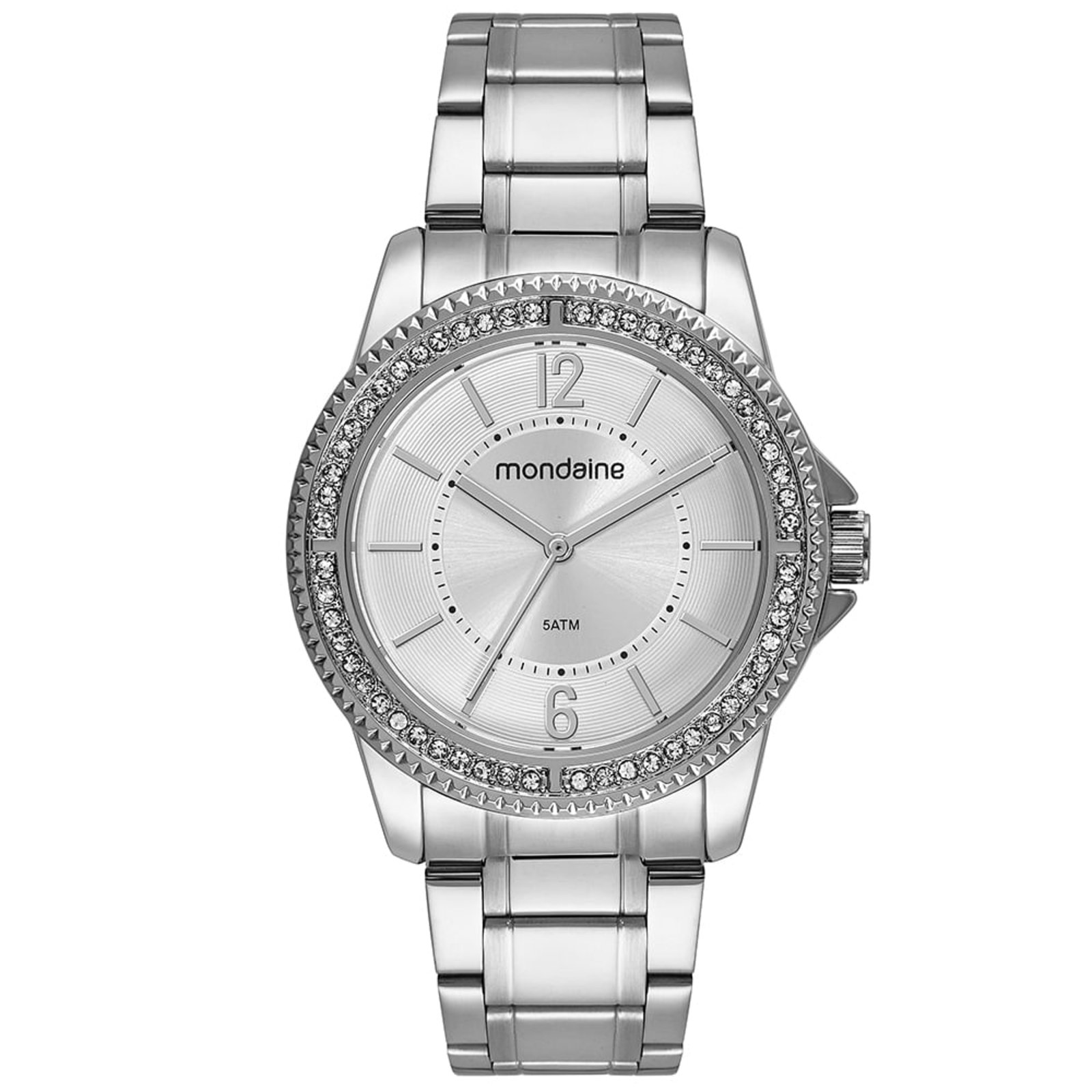 Relógio Feminino Cristais Prata Mondaine