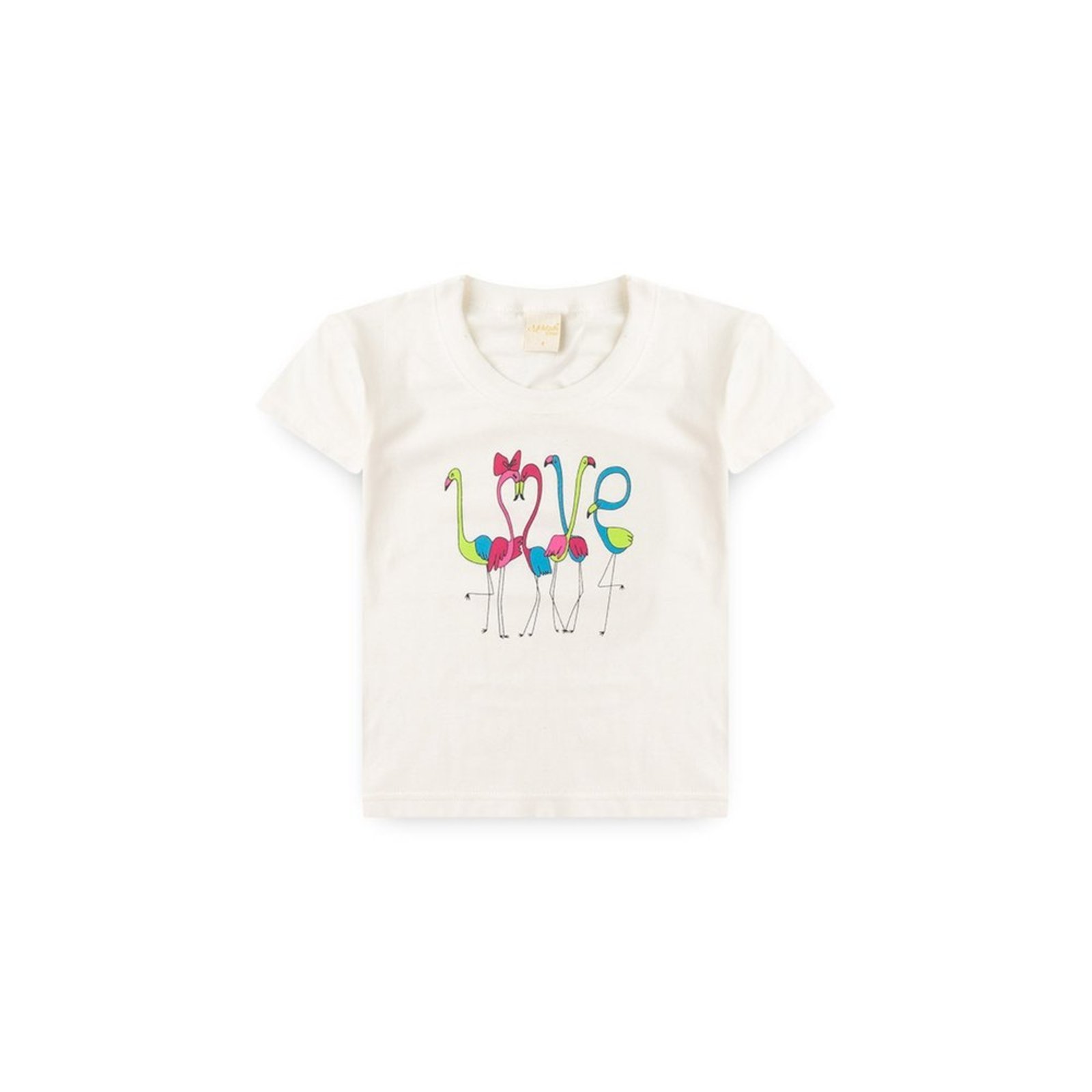 Vista 3 Infantil - Conjunto Verão Menina Natural Blusa e Shorts Boxeador Flamingo Molekada bege natural Molekada bege natural