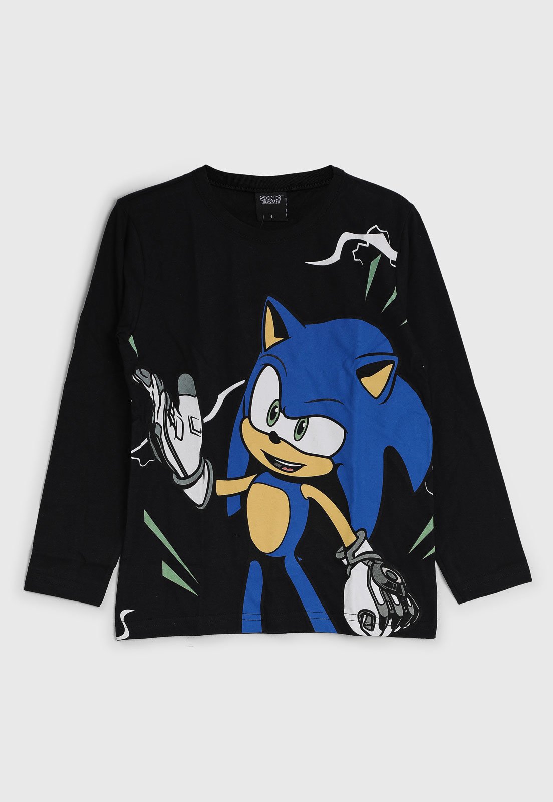 Infantil - Camiseta Brandili Estampa Sonic Preta