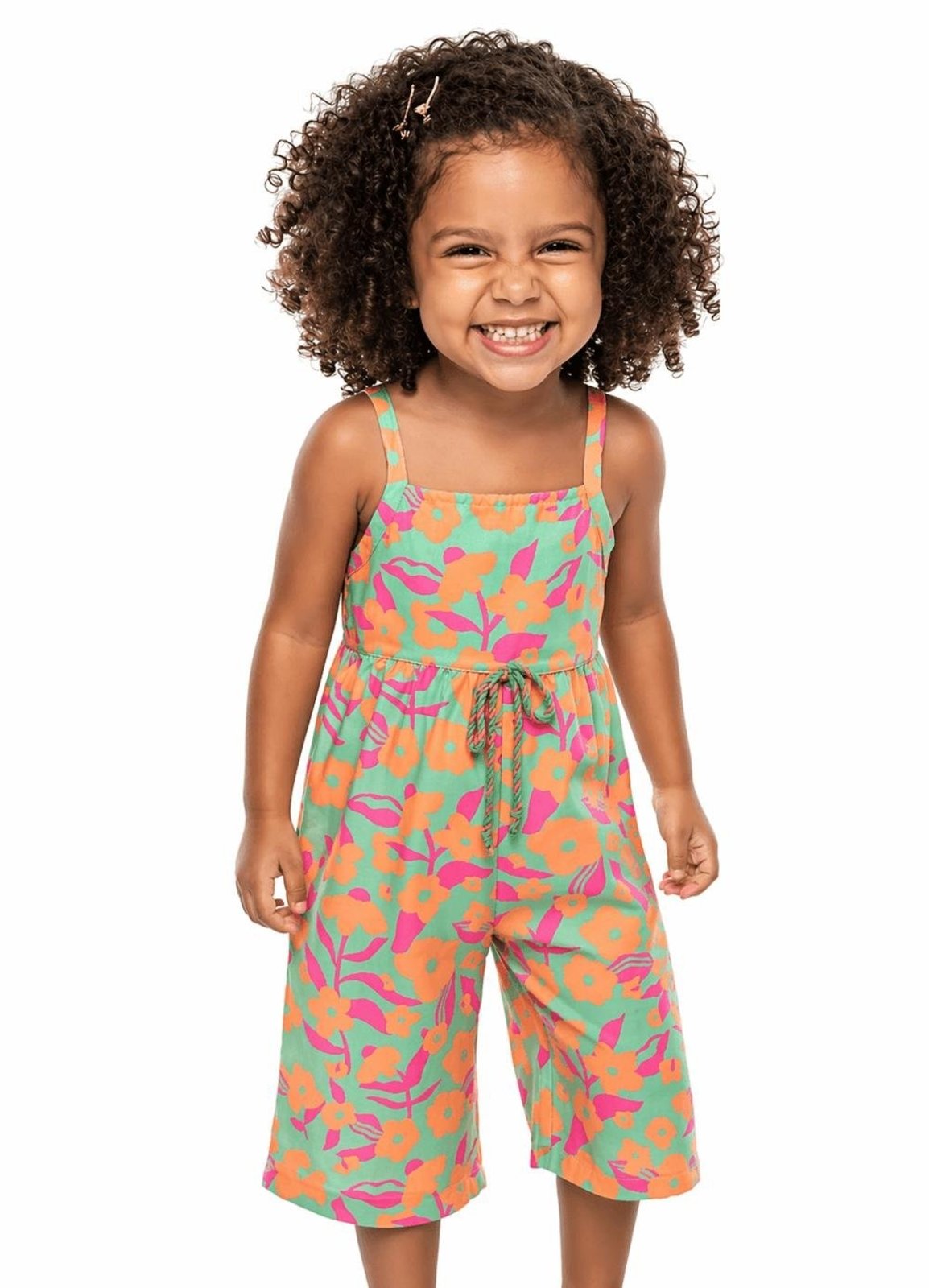 Infantil - Macacão Menina Menina Flores Alphabeto Verde e Rosa Verde