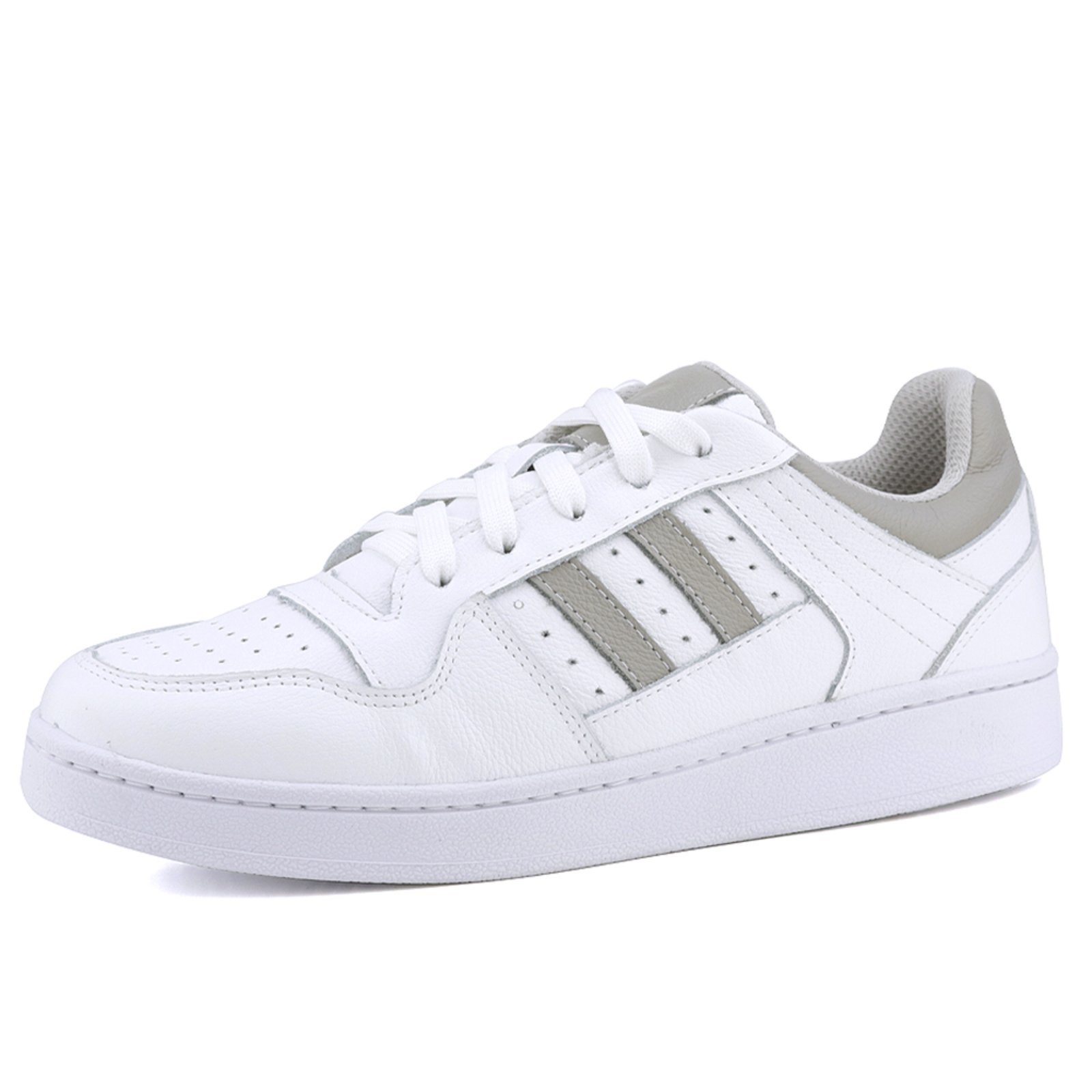 Tênis de Couro Casual Mr. Gutt Couro Branco com Cinza