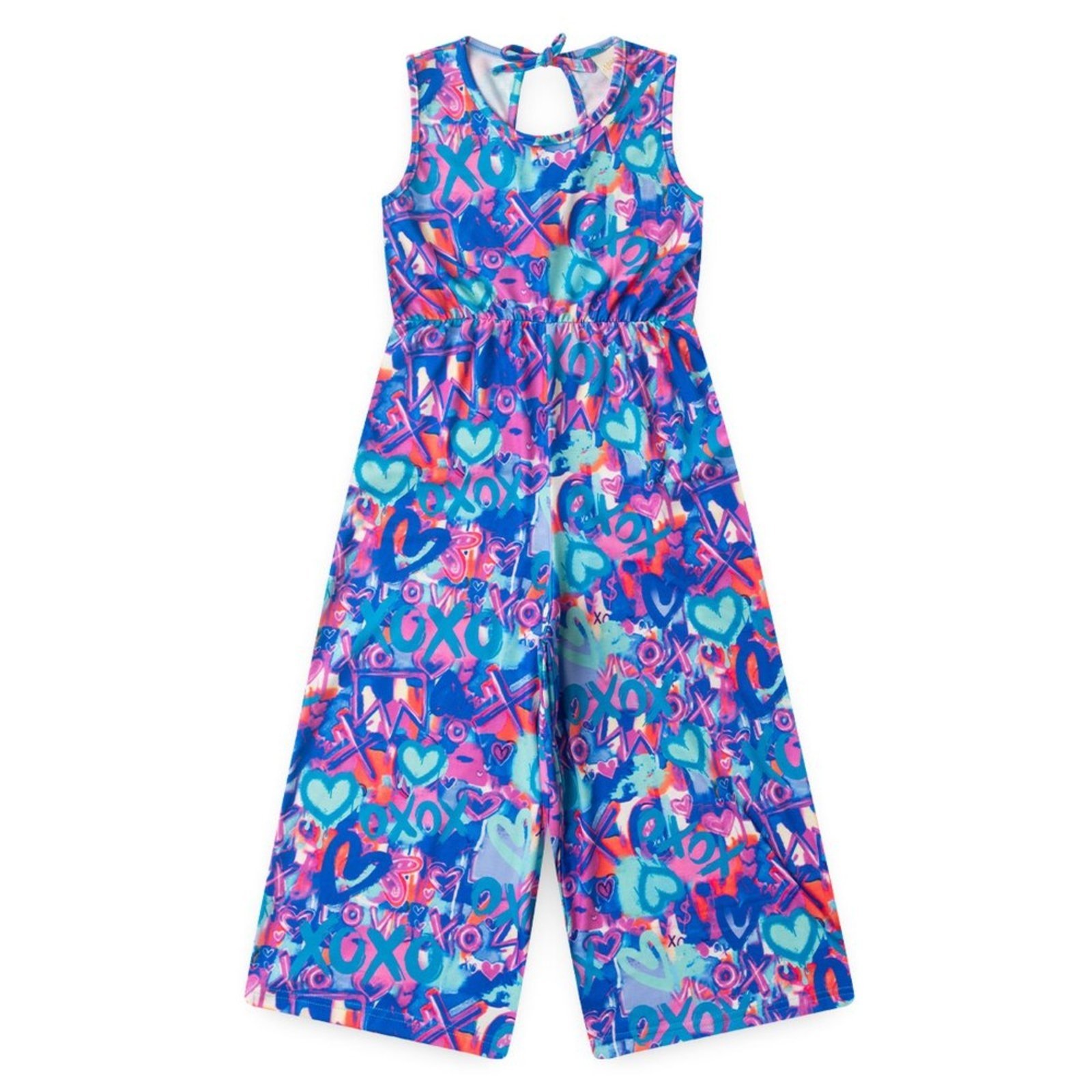 Vista 3 Infantil - Macacão Pantacourt Verão Menina Corações XOXO Molekada azul Molekada azul