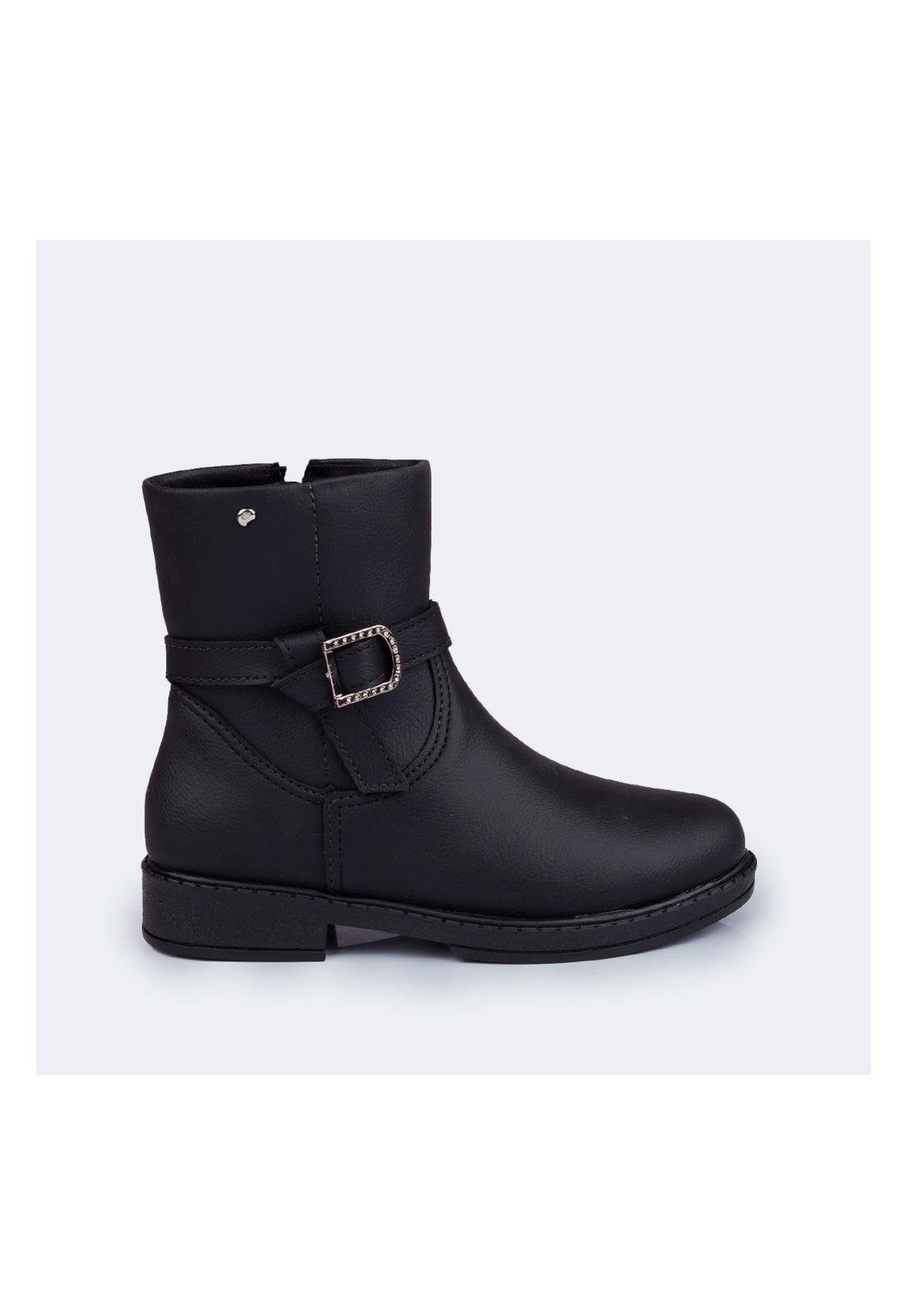 Infantil - Bota Feminina Safira Montaria com Fivela Preta 28 Preto