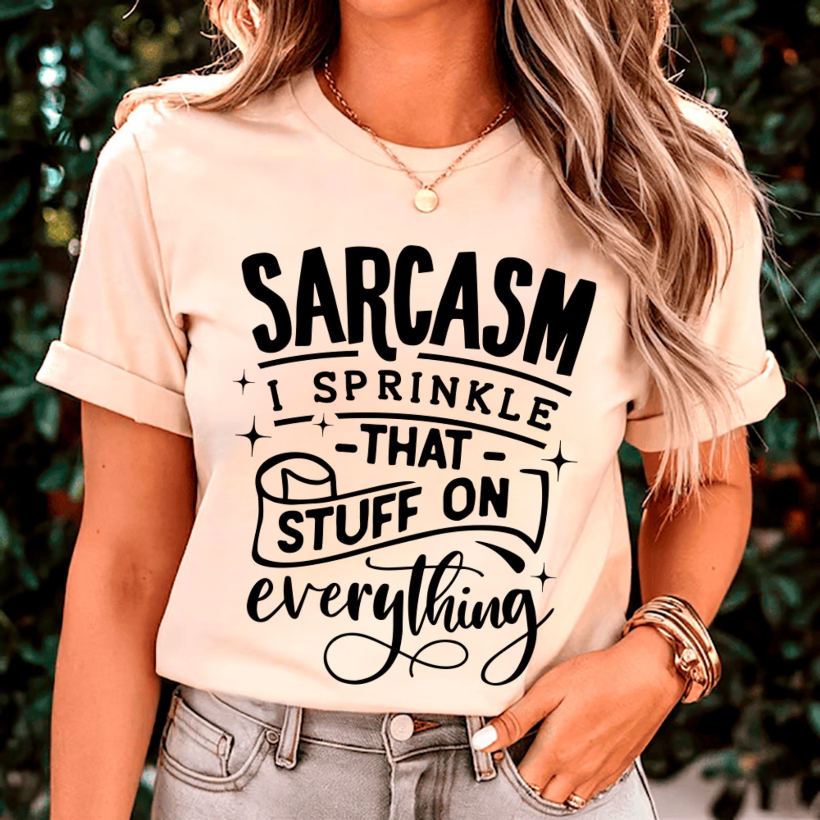 Vista 2 Camiseta Ousy Básica Sarcasmo em Tudo Humor Irônico Unissex Off White off-white white ousy off-white white
