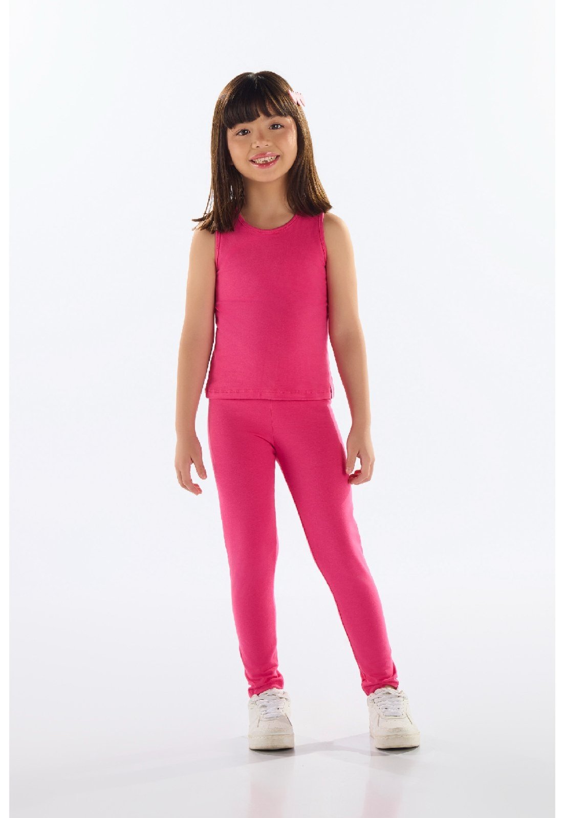 Infantil - Regata Básica em Cotton Menina Quimby Pink