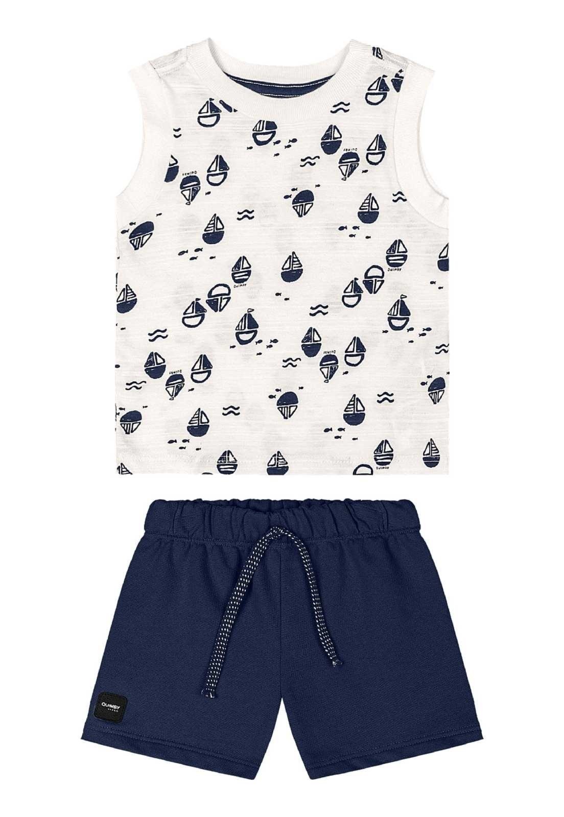 Vista 3 Infantil - Conjunto Regata e Bermuda Quimby bege Quimby bege