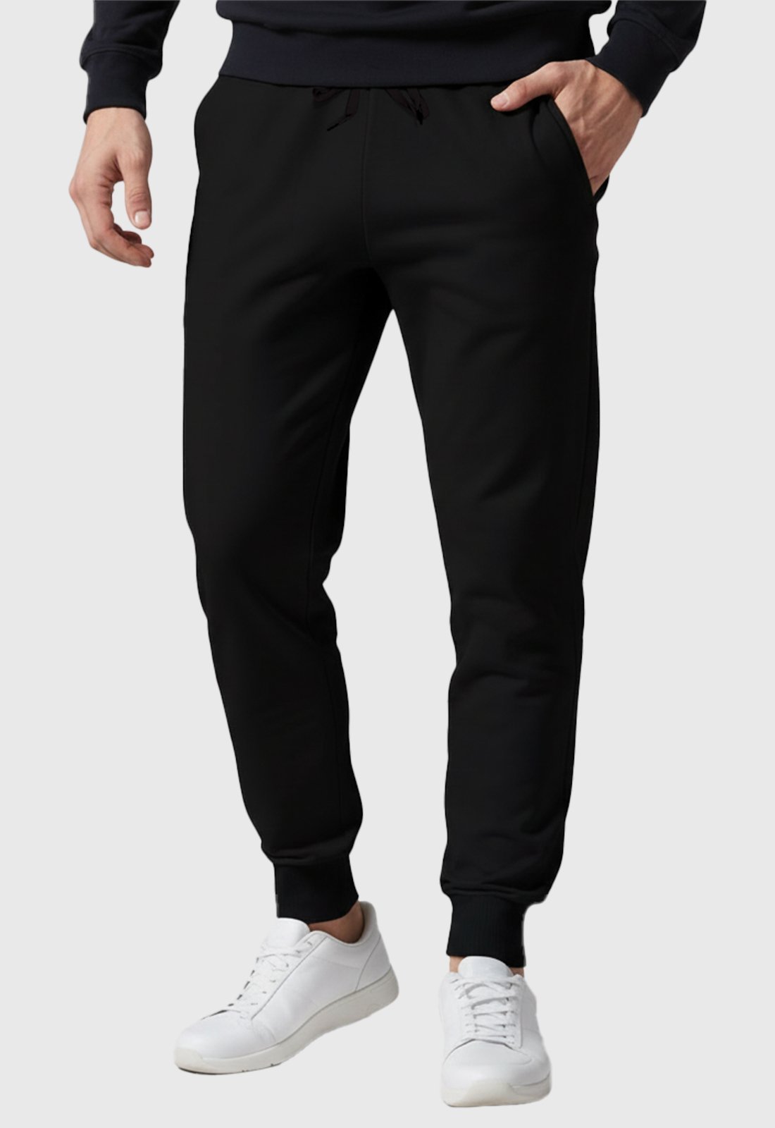 Calça Moletom Masculino Flanelado Liso Preto Benellys