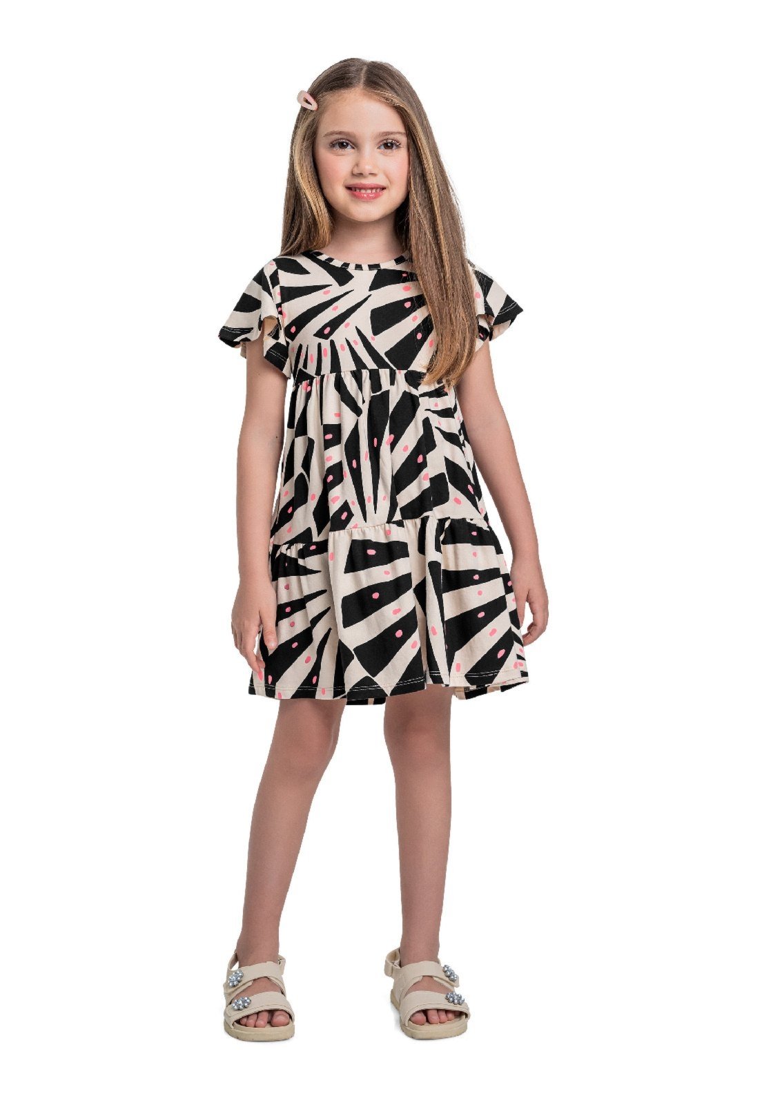Infantil – Vestido em Cotton Bee Loop Preto