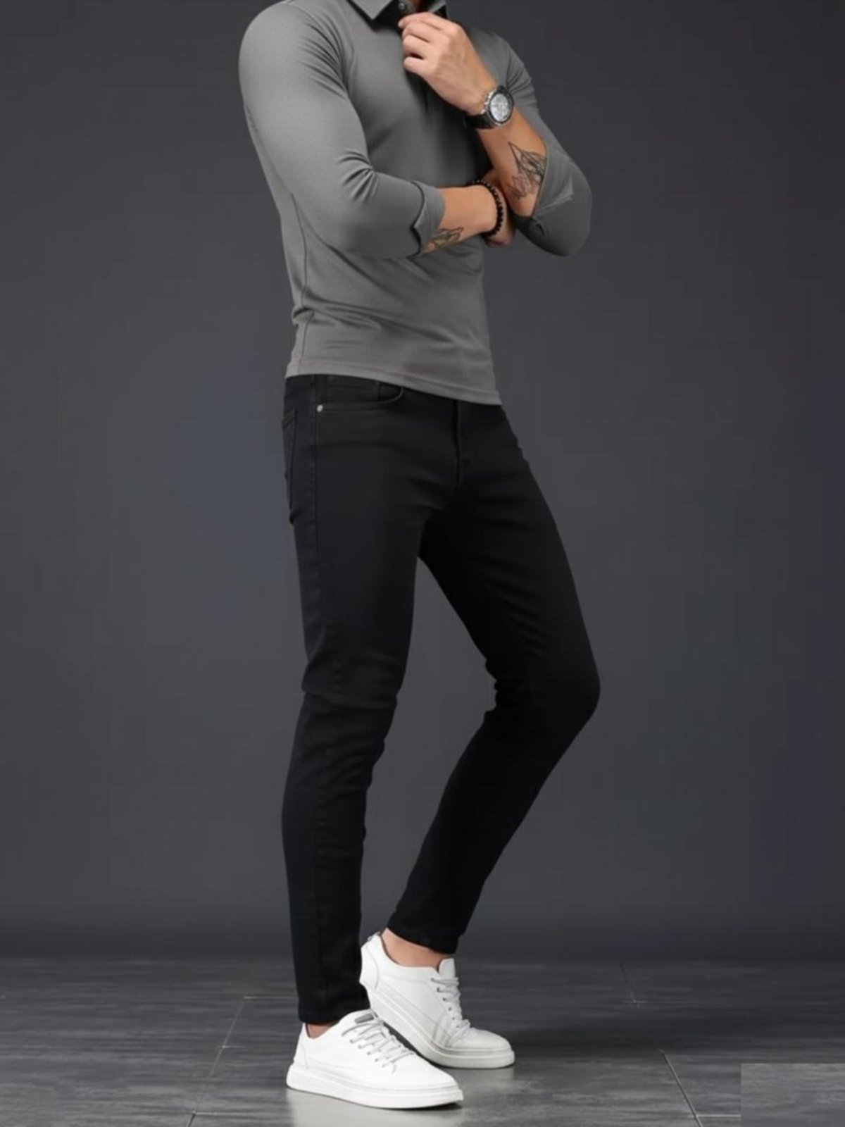 Calça Masculina de Sarja Sk Jeans Confortável em Algodão Preta